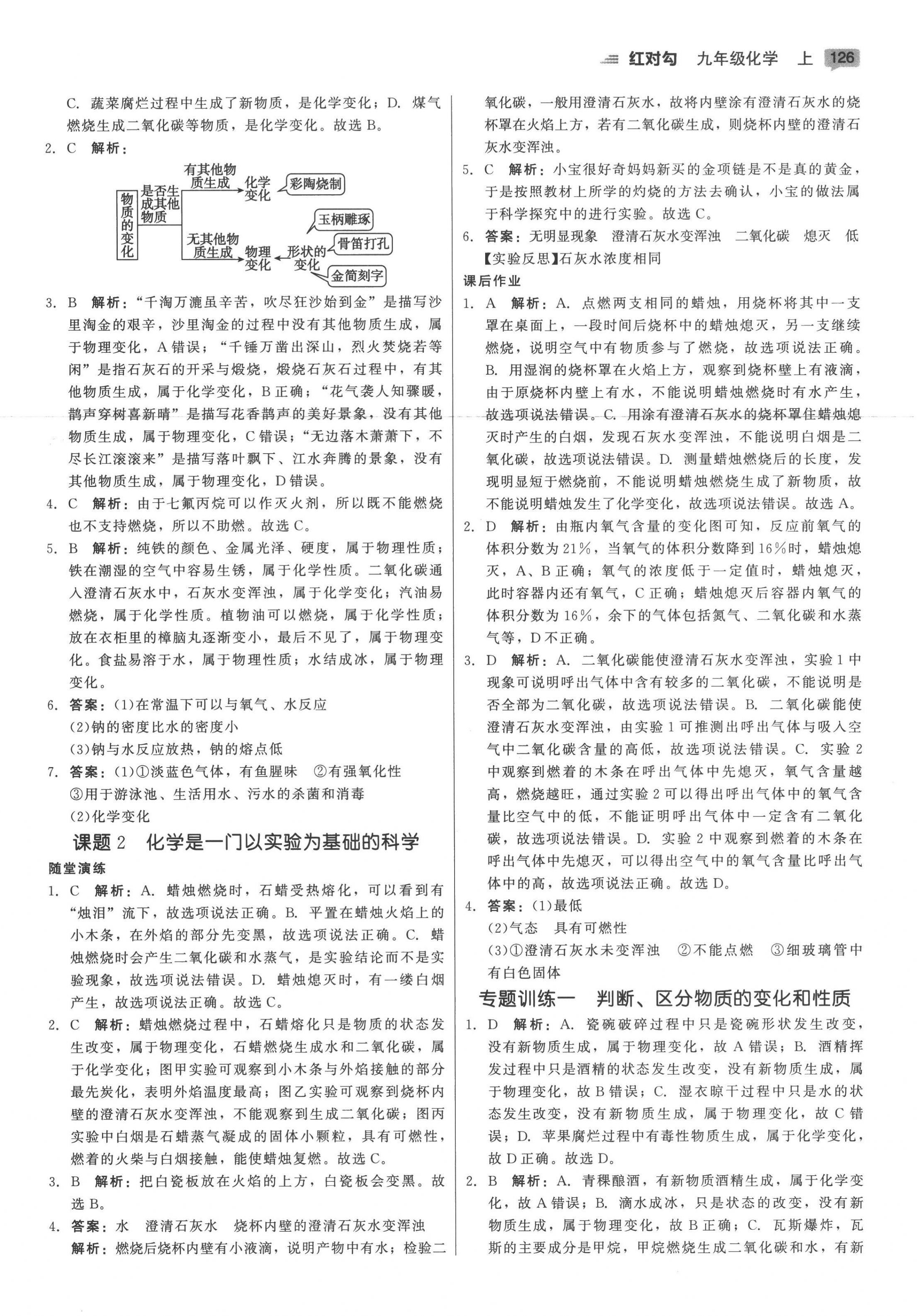 2022年紅對勾45分鐘作業(yè)與單元評估九年級化學(xué)上冊人教版 參考答案第2頁