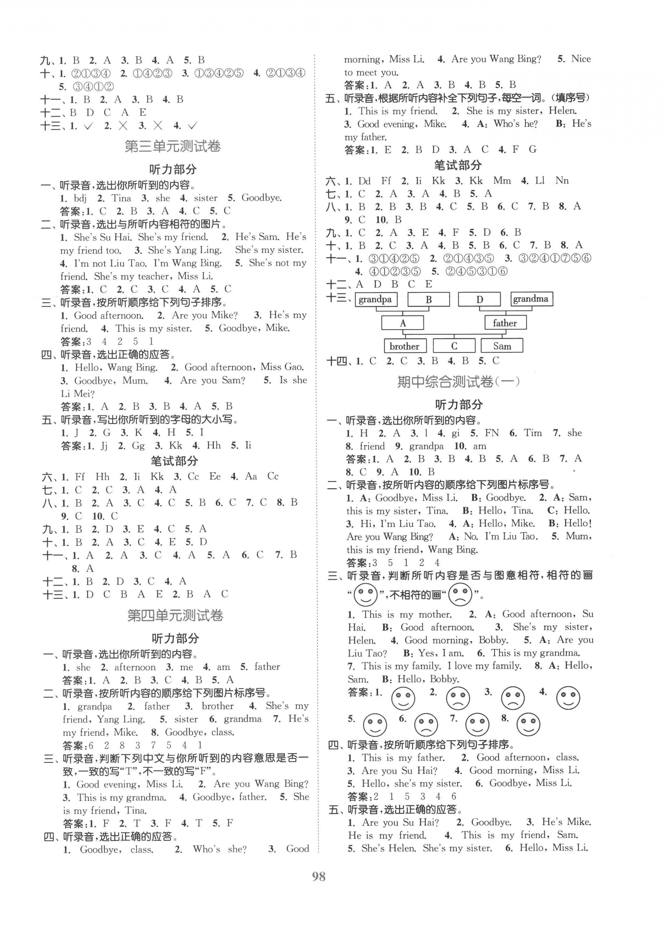 2022年江蘇金考卷三年級(jí)英語(yǔ)上冊(cè)譯林版 參考答案第2頁(yè)