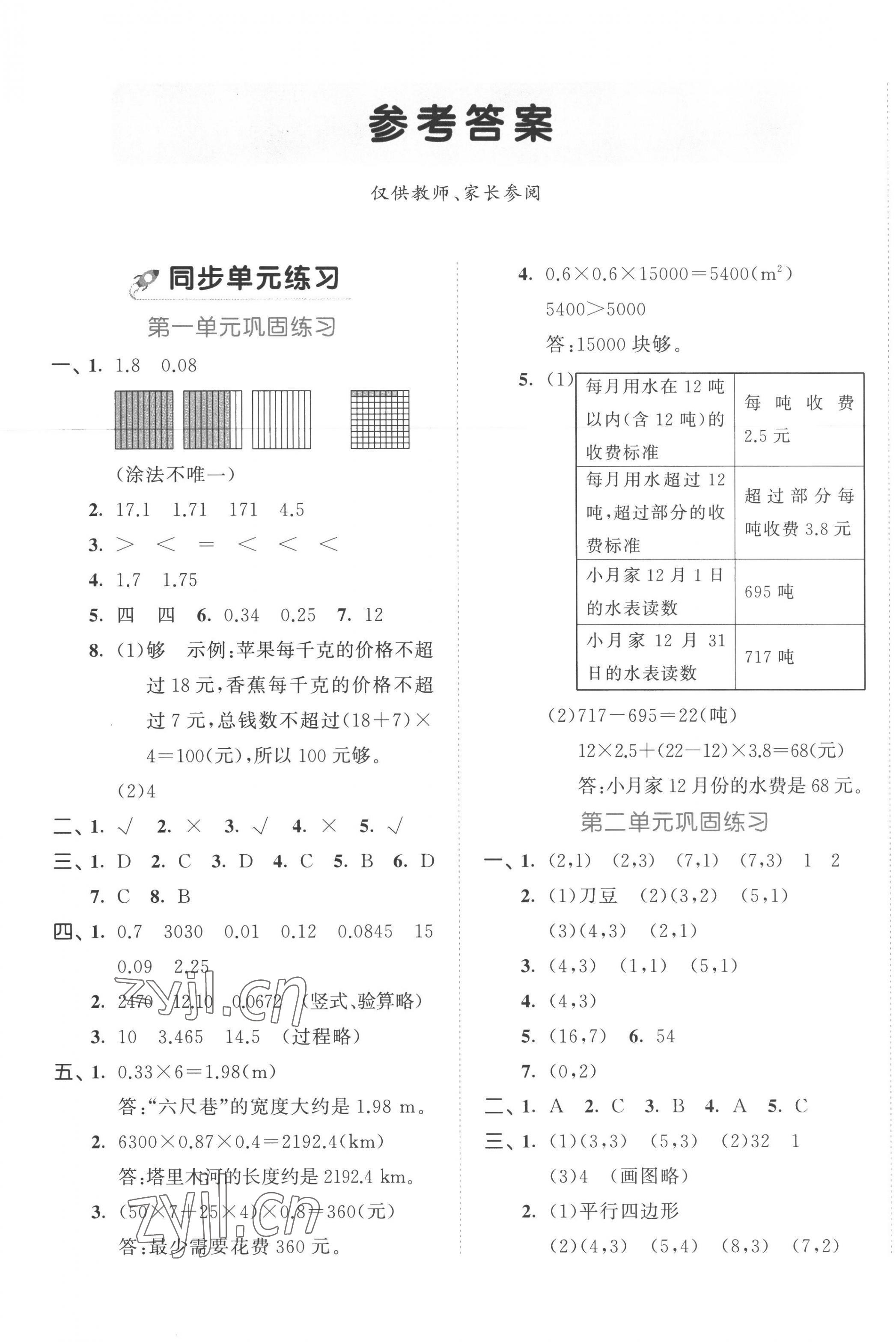 2022年53全優(yōu)卷五年級(jí)數(shù)學(xué)上冊(cè)人教版 第1頁