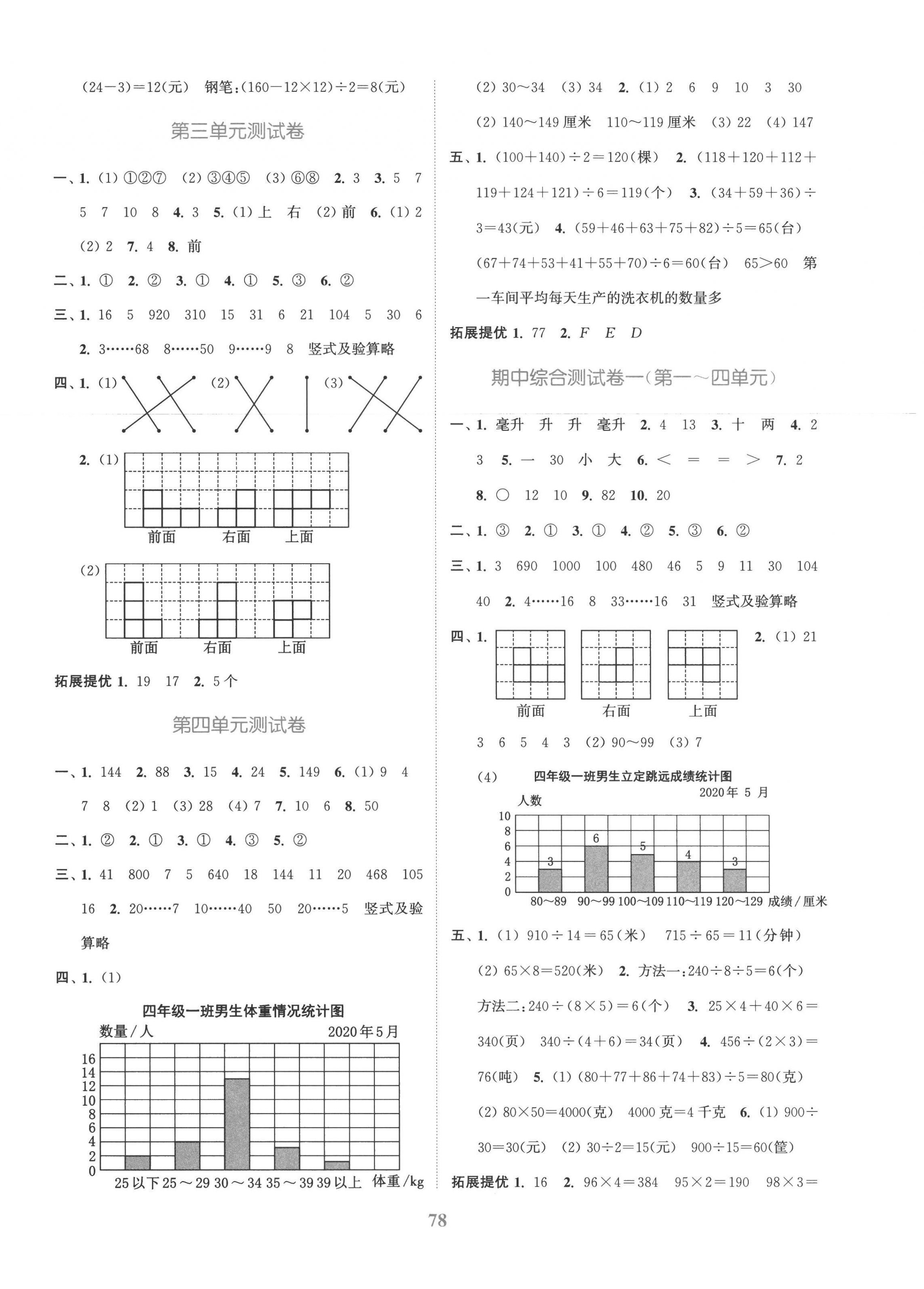 2022年江蘇金考卷四年級(jí)數(shù)學(xué)上冊(cè)蘇教版 參考答案第2頁(yè)