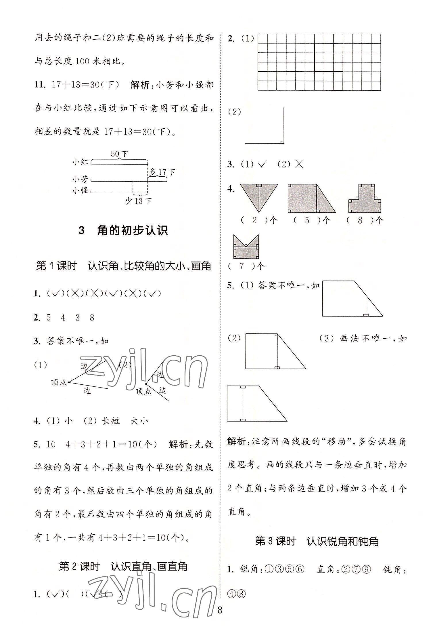 2022年通城學典課時作業(yè)本二年級數學上冊人教版 第8頁