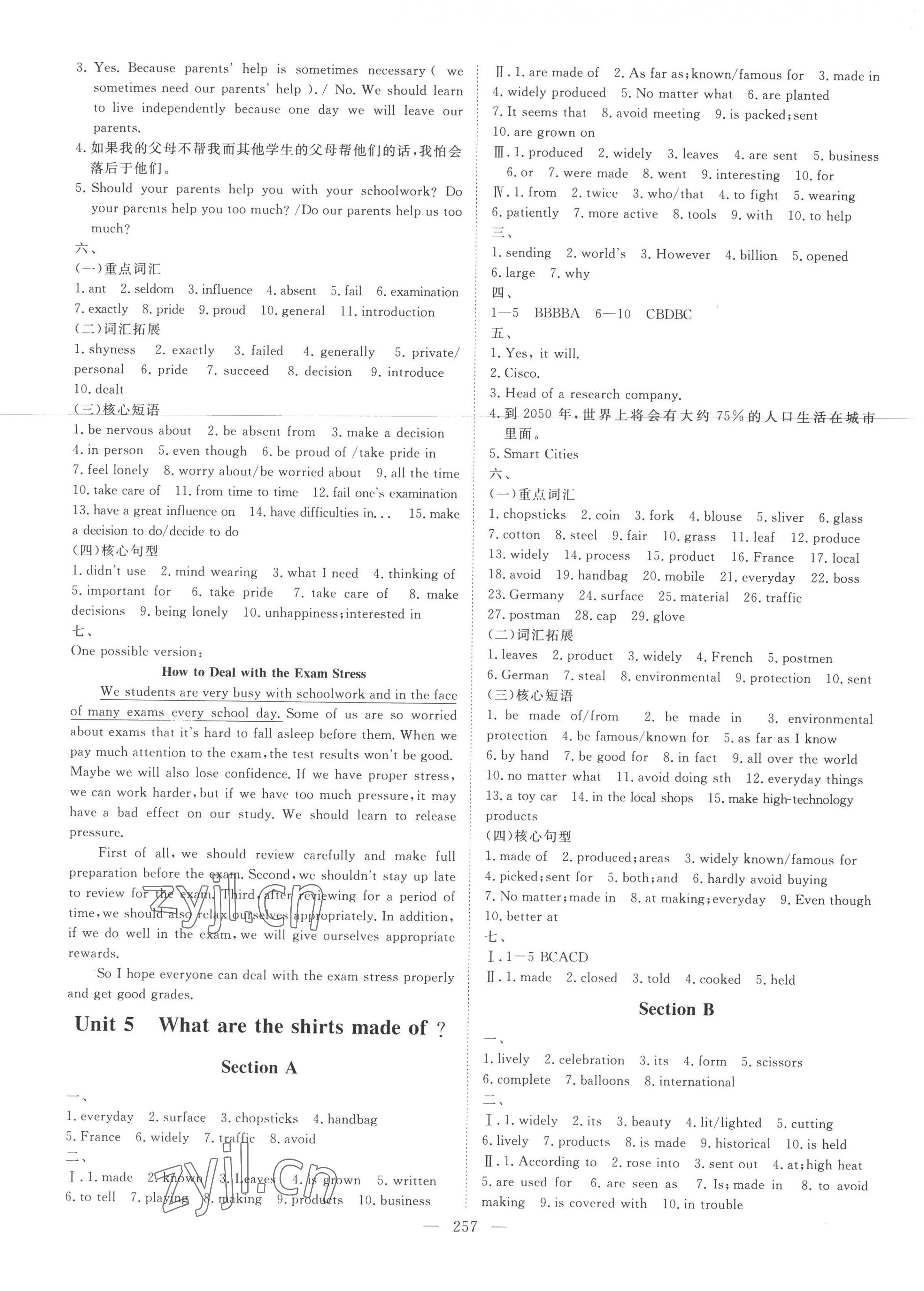 2022年練考風向標九年級英語全一冊人教版濟寧專版 參考答案第5頁