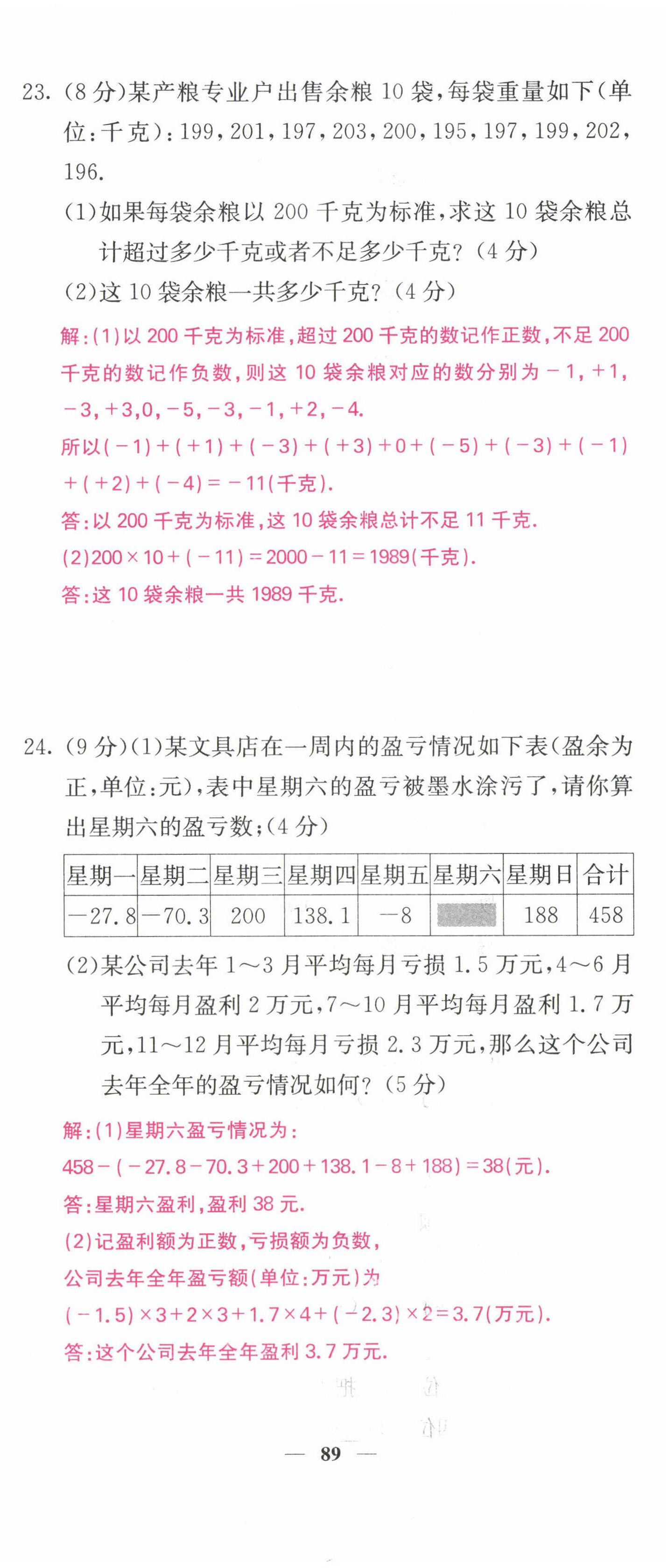 2022年課堂點(diǎn)睛七年級(jí)數(shù)學(xué)上冊(cè)人教版 參考答案第36頁