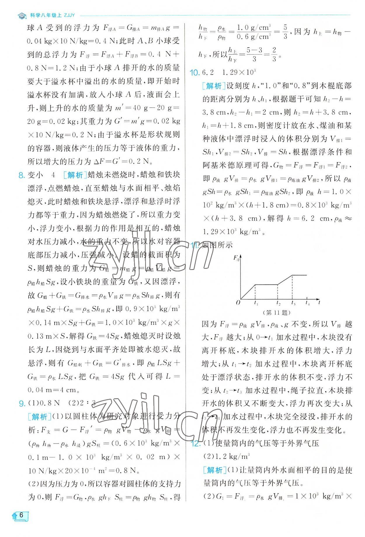 2022年實驗班提優(yōu)訓(xùn)練八年級科學(xué)上冊浙教版 參考答案第6頁