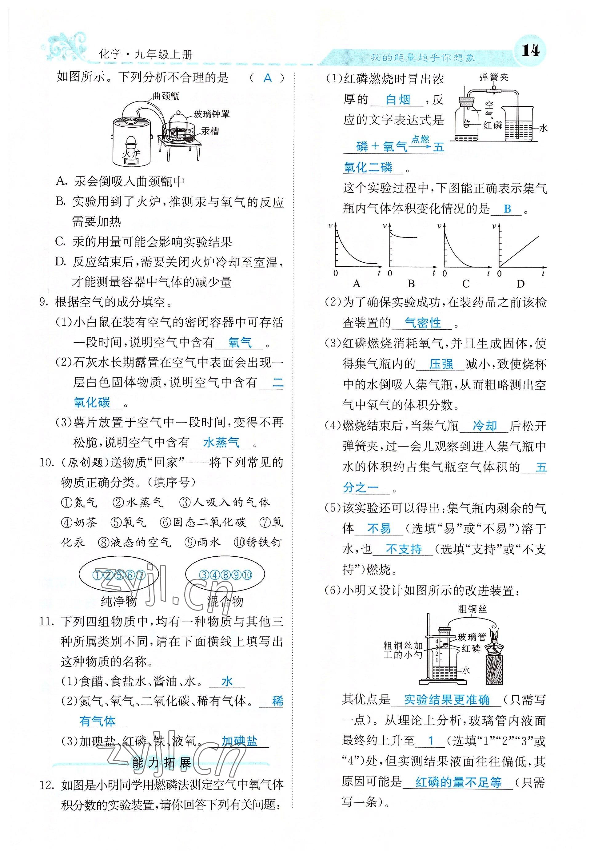 2022年課堂點睛九年級化學(xué)上冊人教版 參考答案第37頁