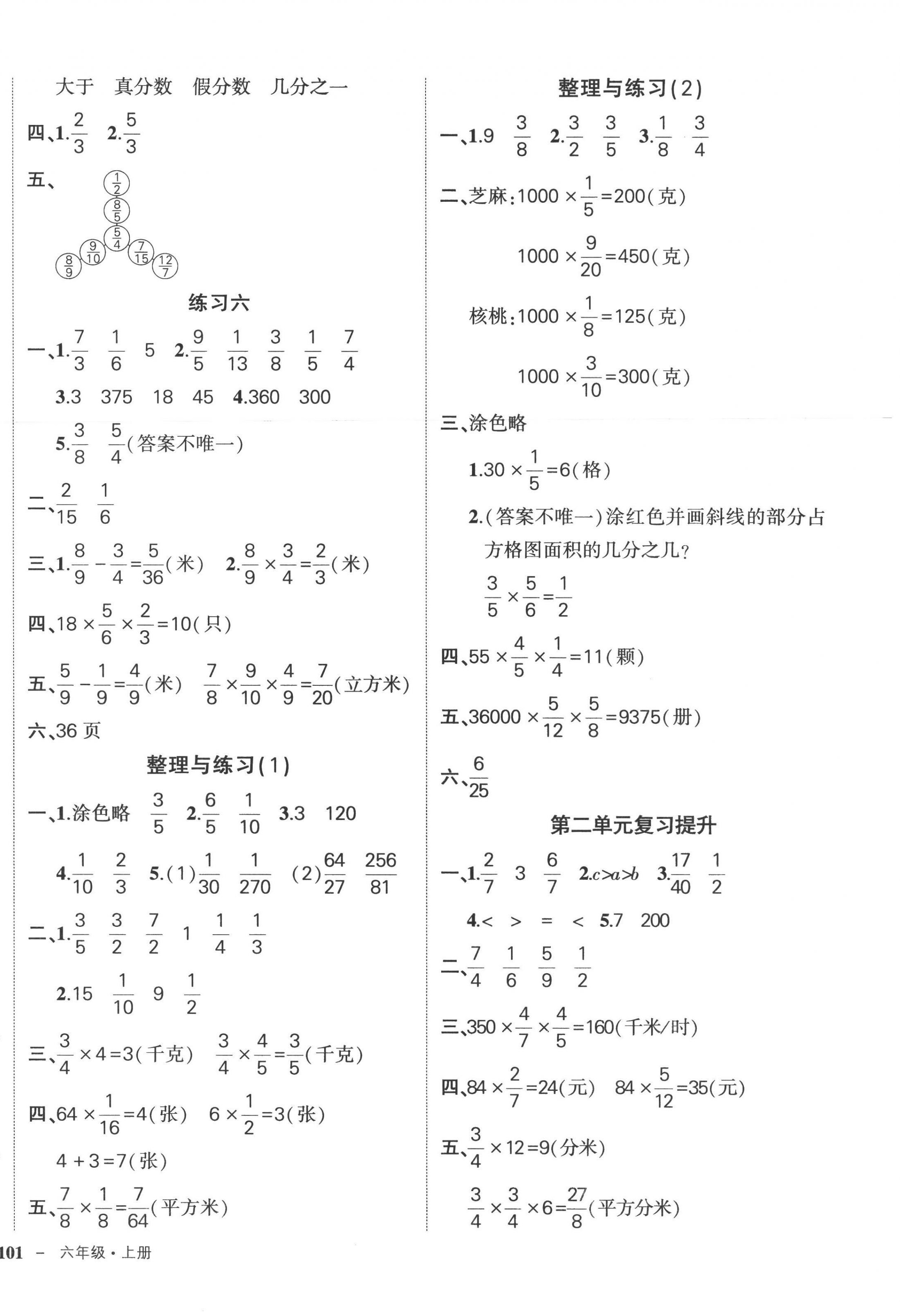 2022年状元成才路创优作业100分六年级数学上册苏教版 参考答案第6页