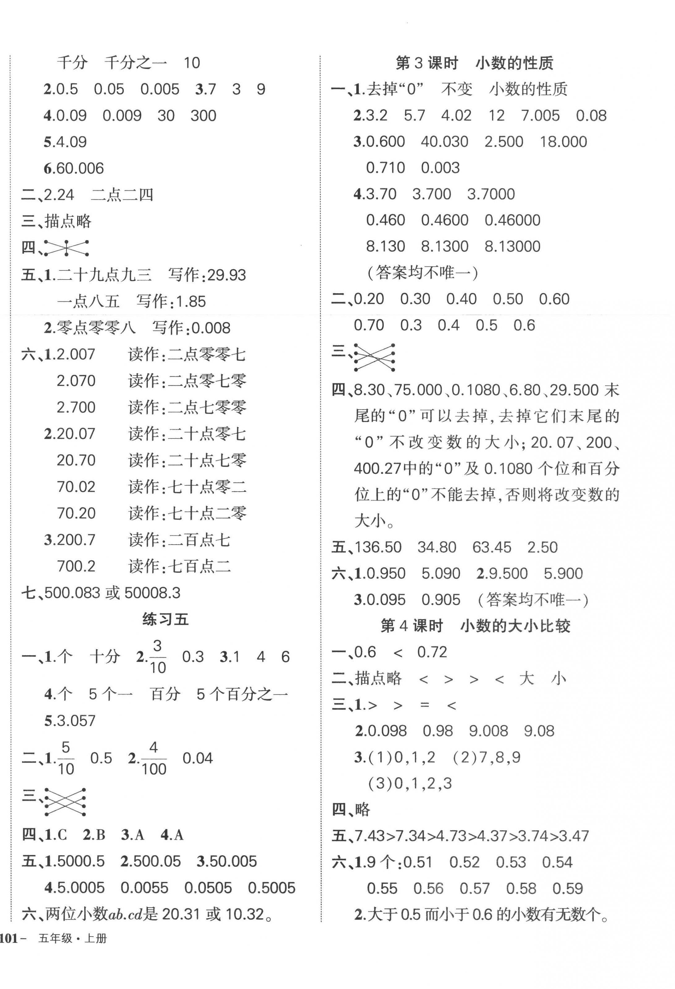 2022年状元成才路创优作业100分五年级数学上册苏教版 参考答案第6页