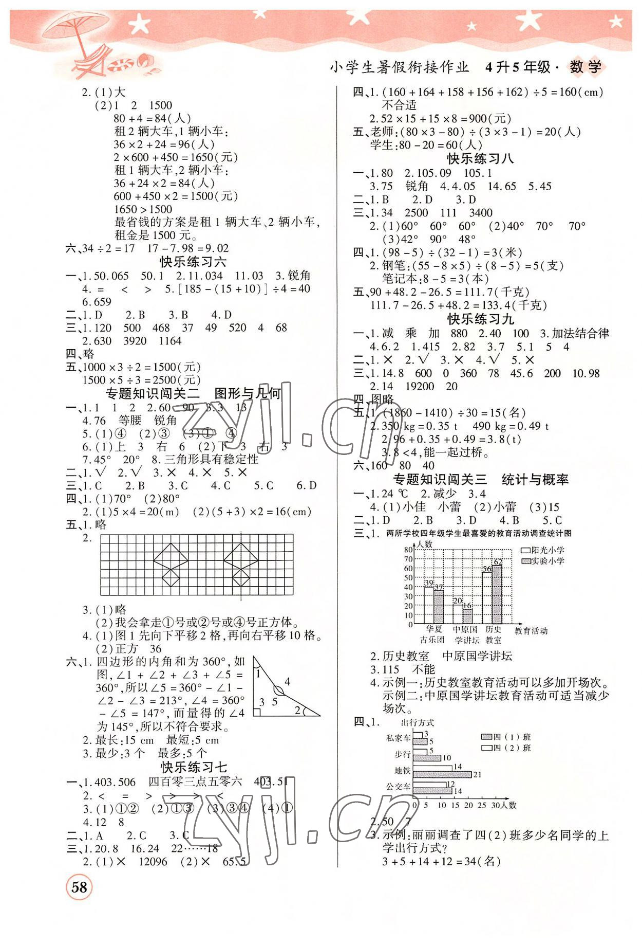 2022年黄冈快乐假期暑假衔接作业四年级数学 第2页