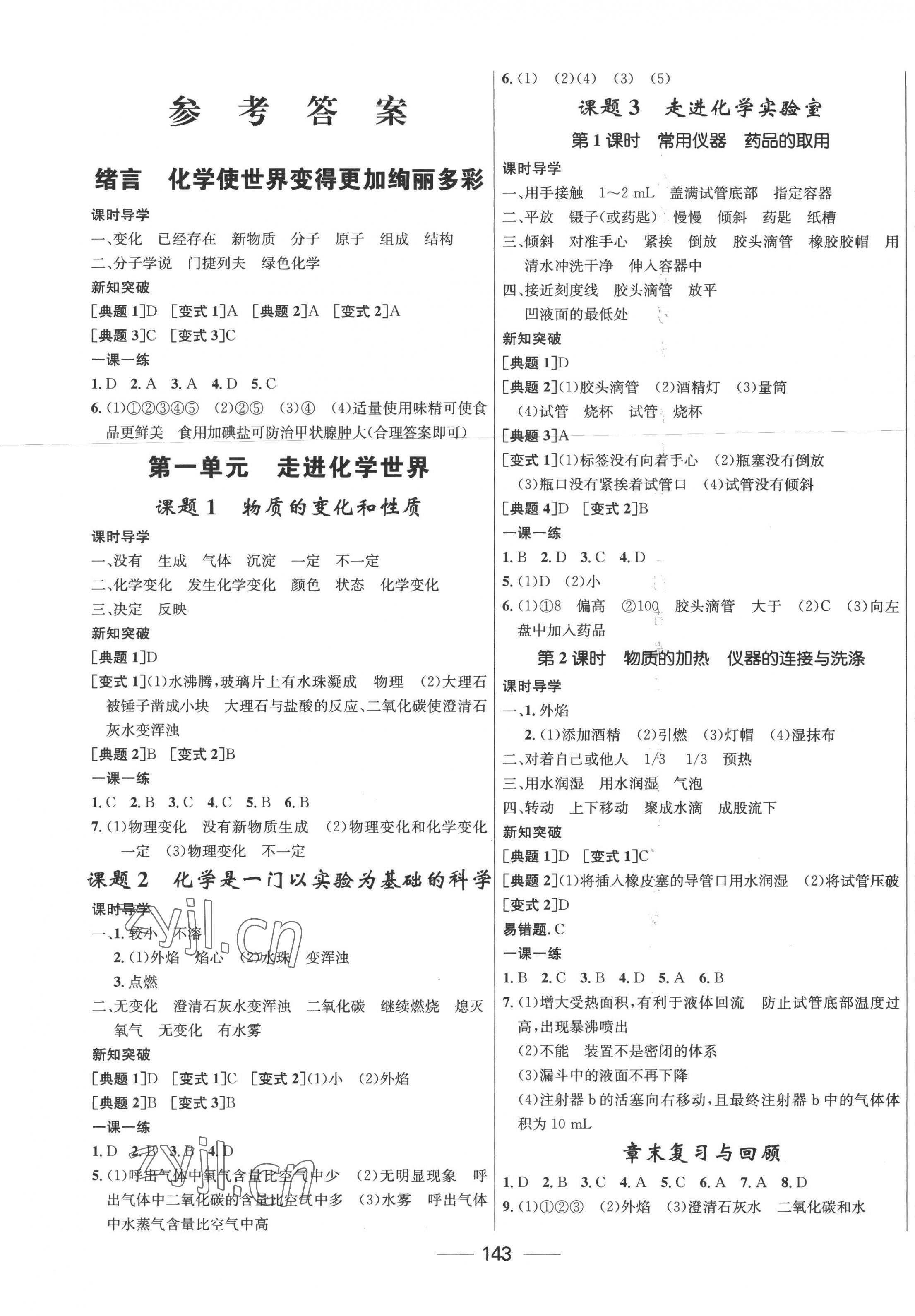 2022年奪冠百分百新導(dǎo)學(xué)課時練九年級化學(xué)上冊人教版 第1頁