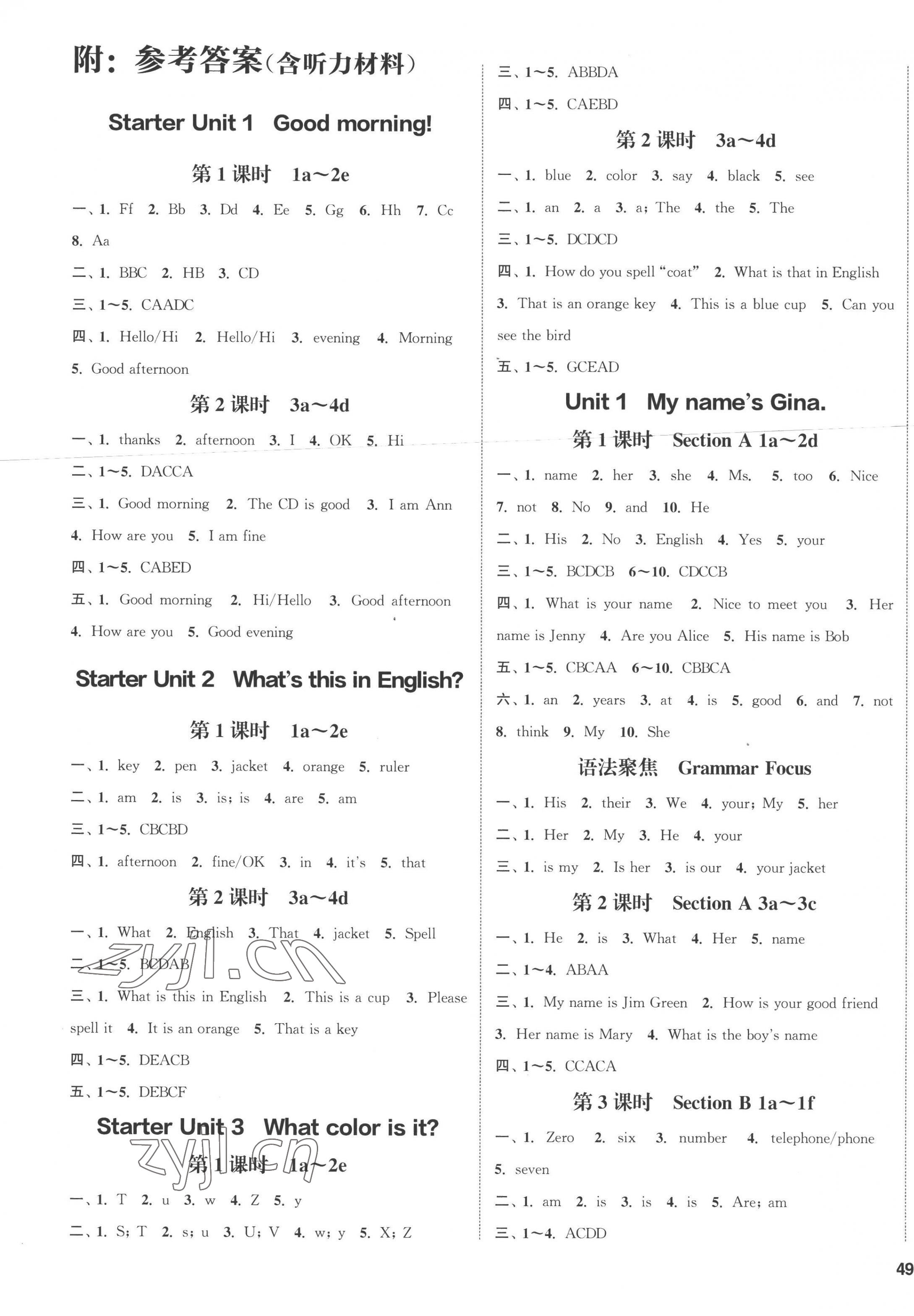 2022年通城學(xué)典課時(shí)作業(yè)本七年級(jí)英語(yǔ)上冊(cè)人教版河北專版 第1頁(yè)