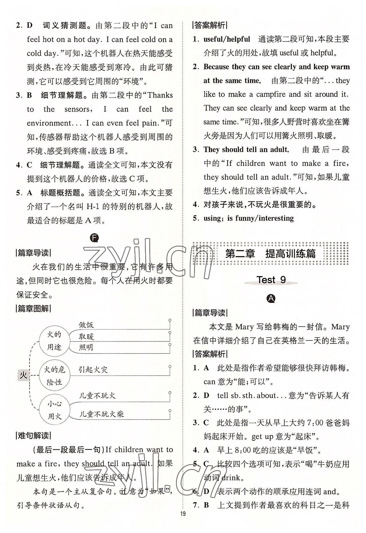 2022年星火英語Spark巔峰訓(xùn)練完形填空與閱讀理解七年級 參考答案第19頁