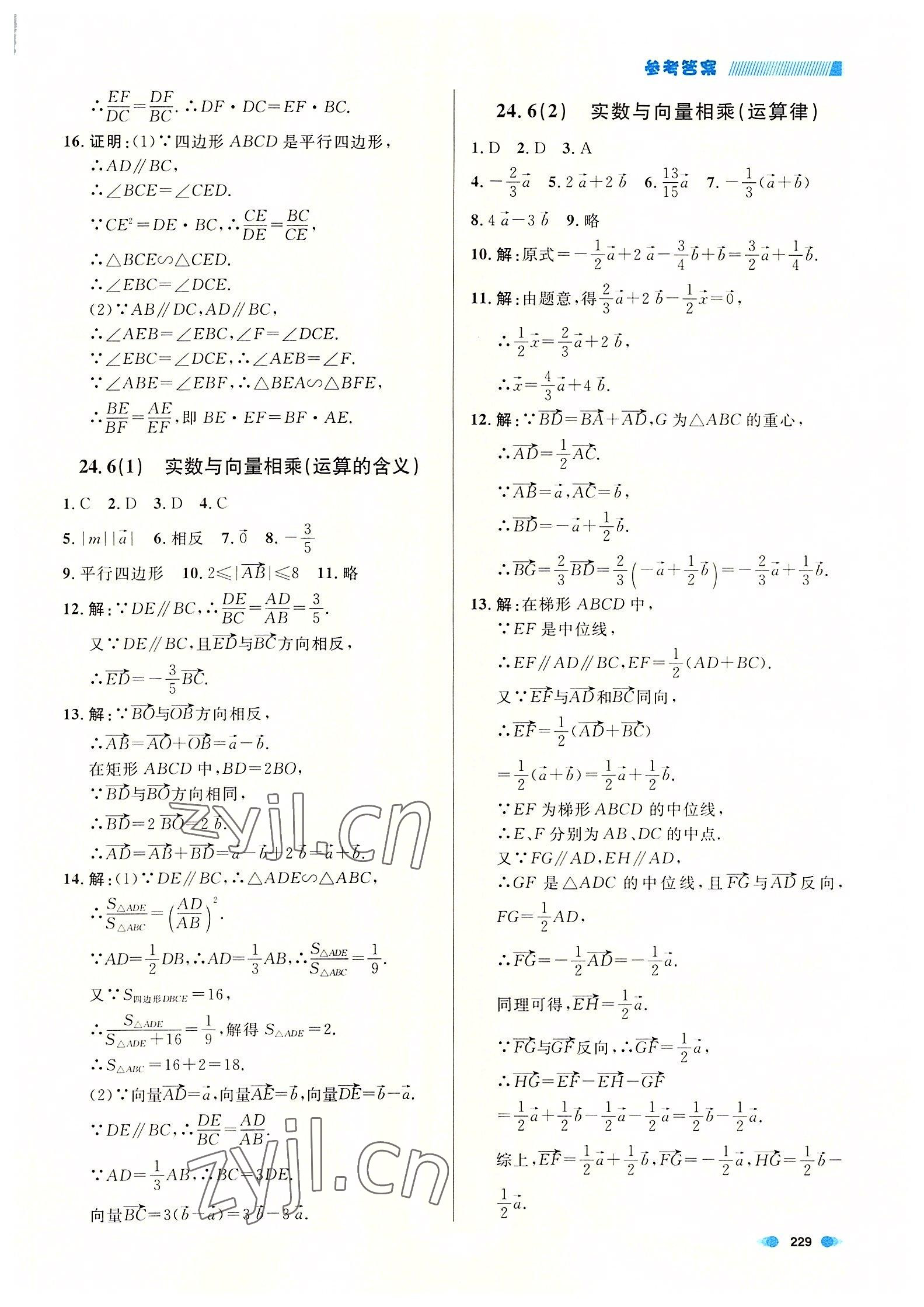 2022年上海作業(yè)九年級數(shù)學全一冊滬教版54制 第9頁