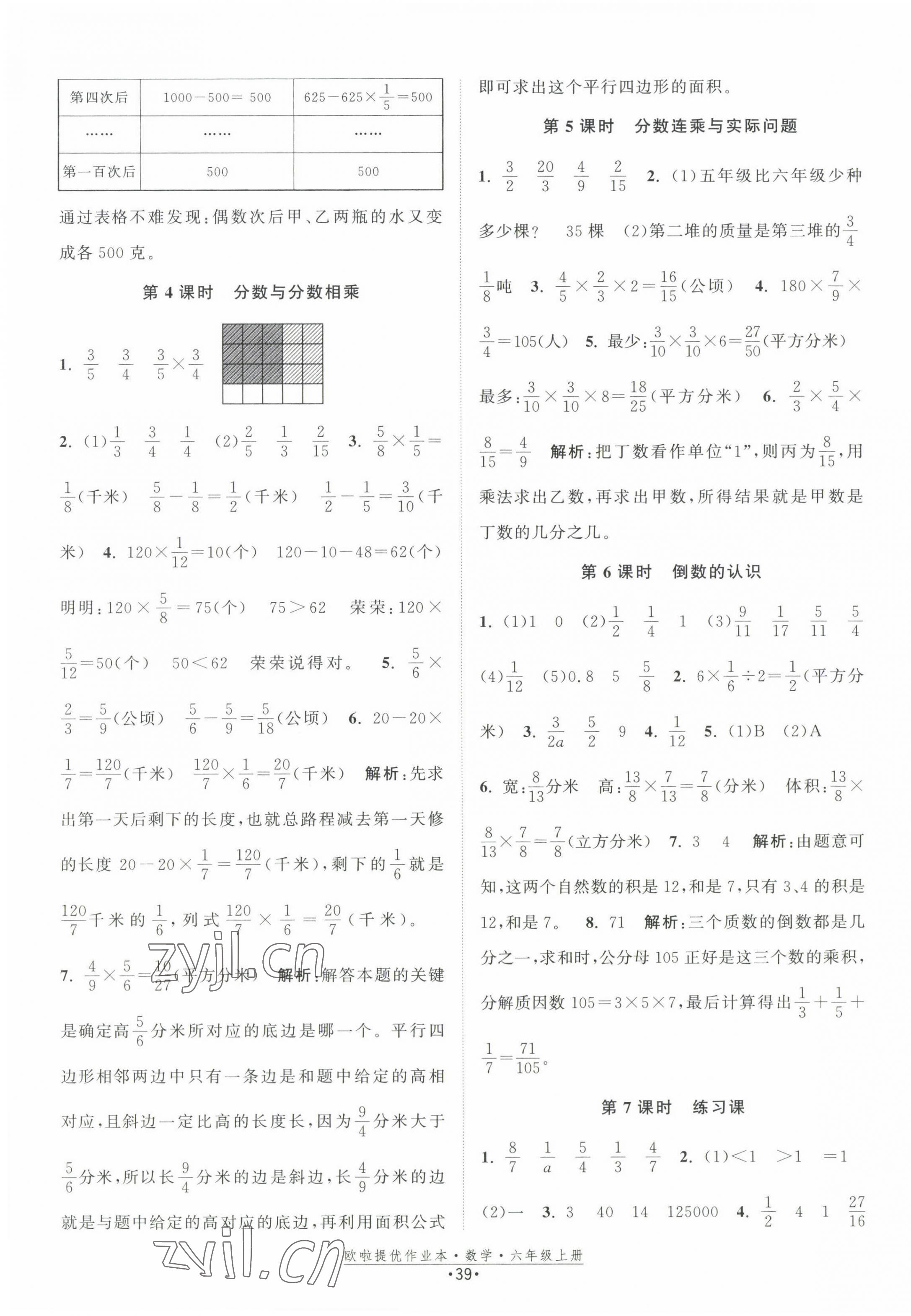 2022年歐拉提優(yōu)作業(yè)本六年級數學上冊蘇教版 第7頁