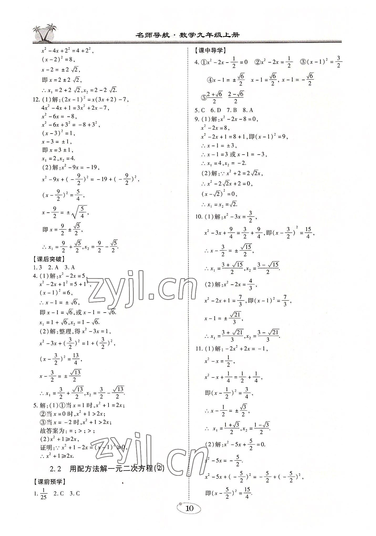 2022年名师导航九年级数学上册北师大版广东专版 第10页