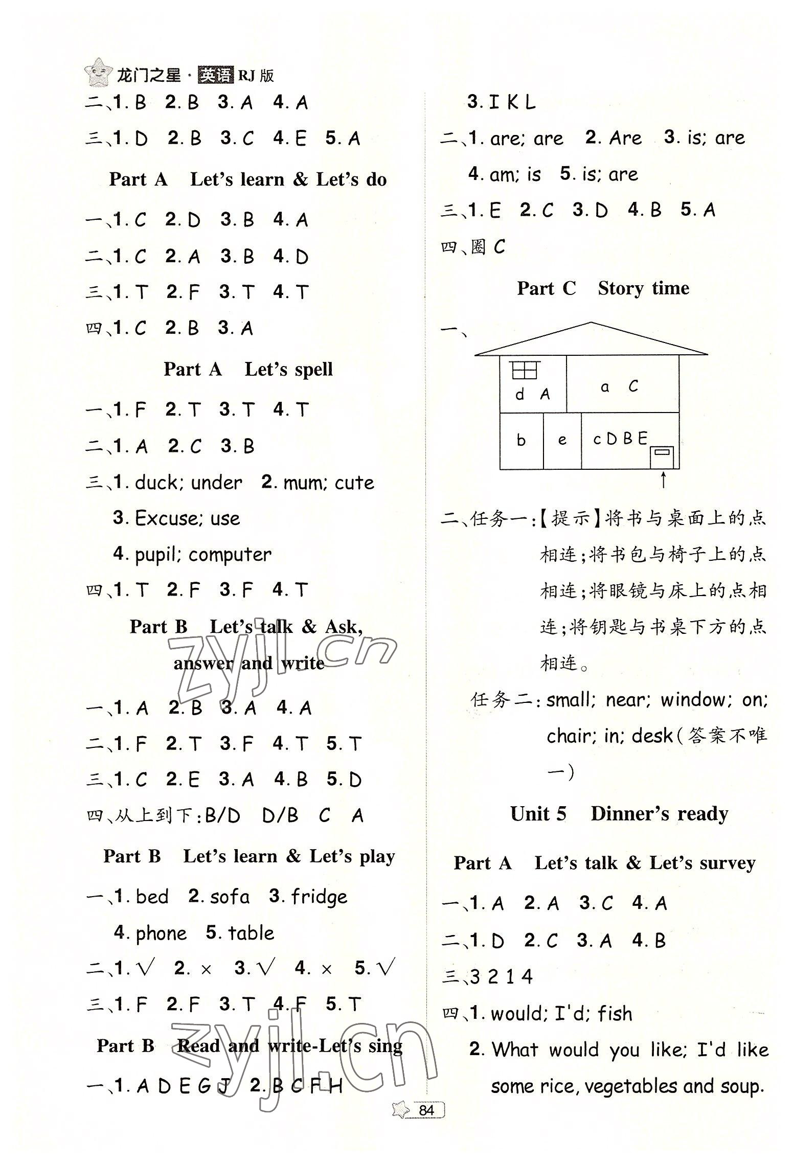 2022年龍門之星四年級(jí)英語(yǔ)上冊(cè)人教版 參考答案第4頁(yè)