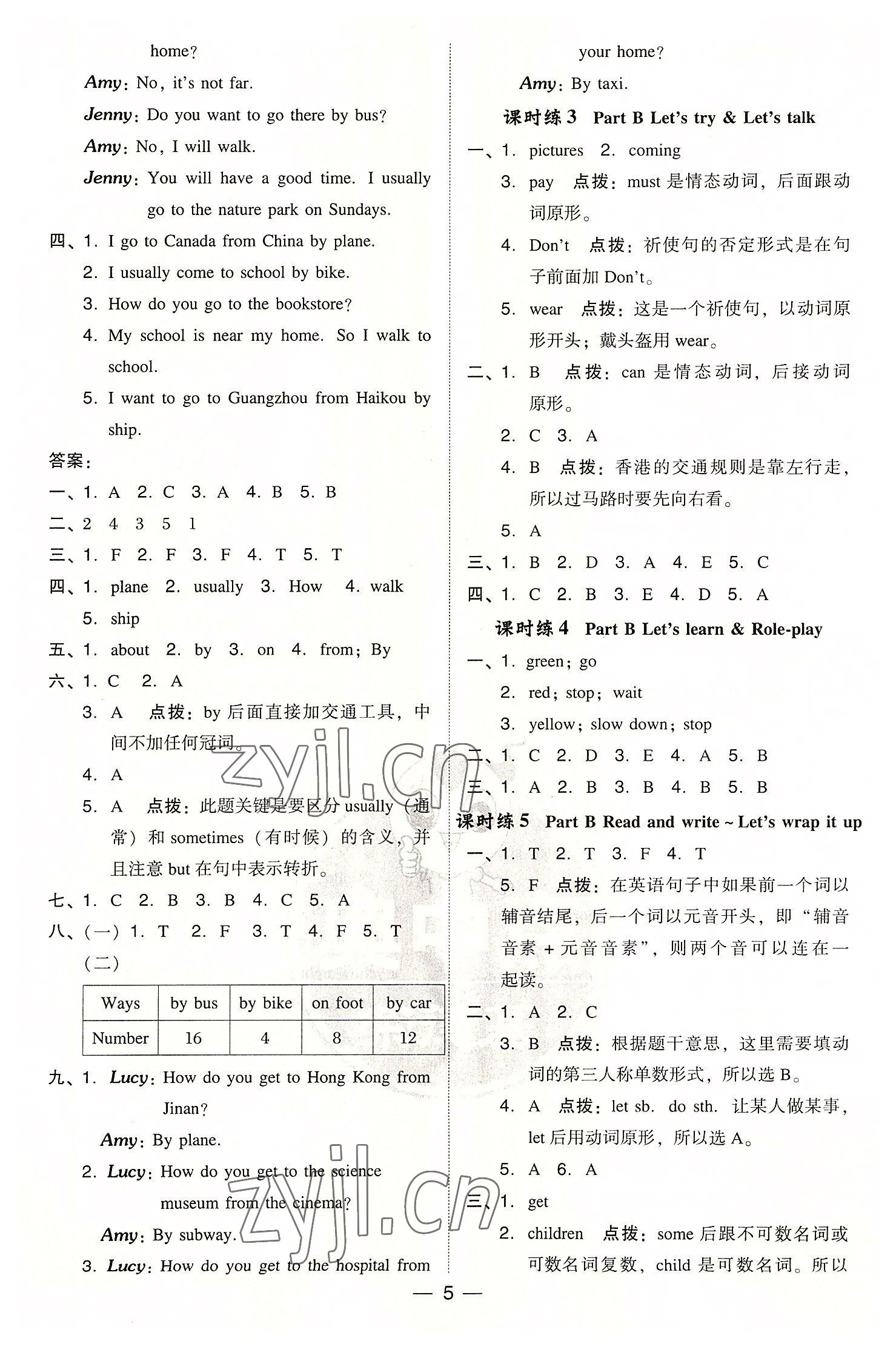 2022年綜合應(yīng)用創(chuàng)新題典中點六年級英語上冊人教版浙江專版 參考答案第4頁