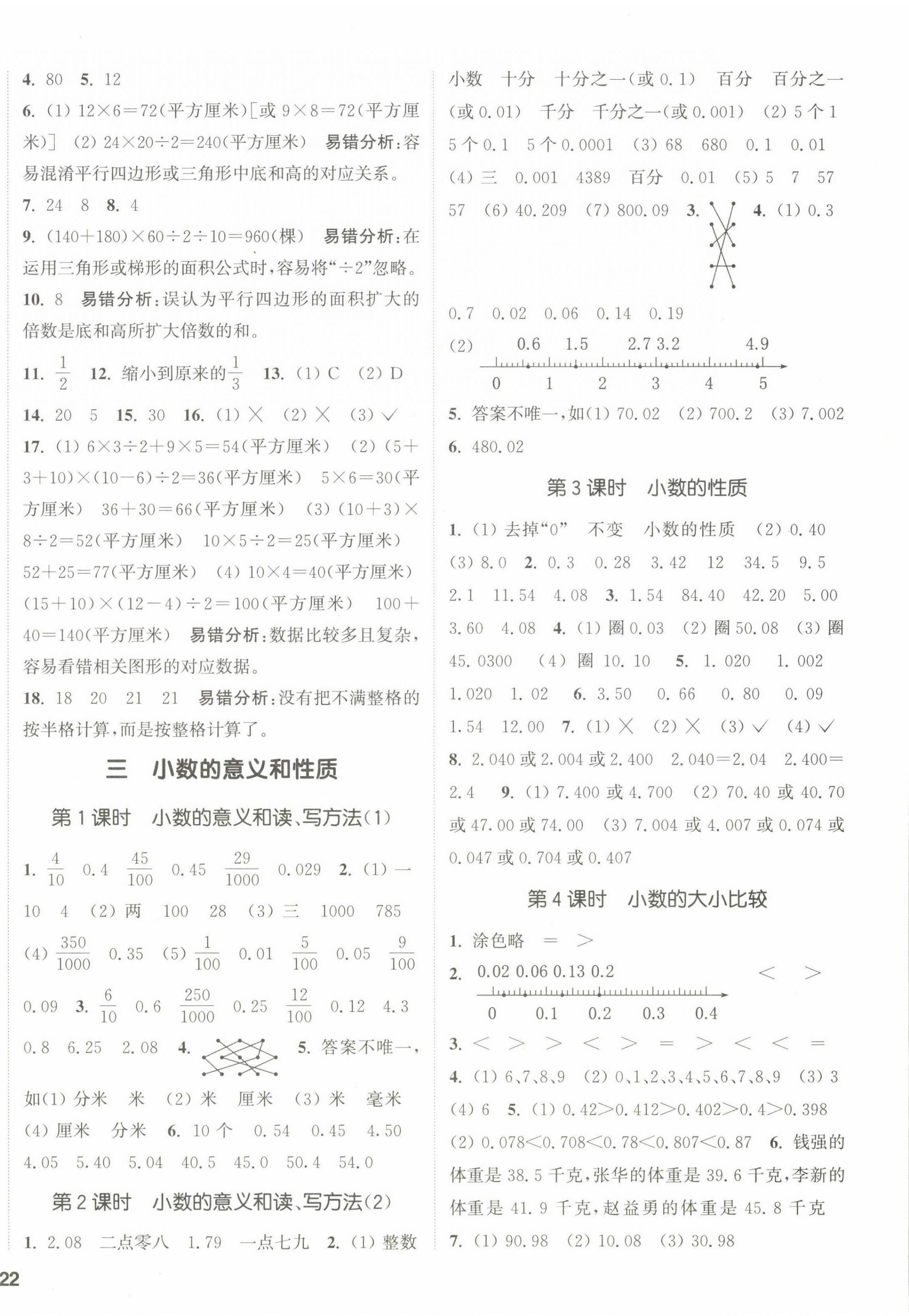 2022年通城學(xué)典課時(shí)新體驗(yàn)五年級(jí)數(shù)學(xué)上冊蘇教版 參考答案第4頁