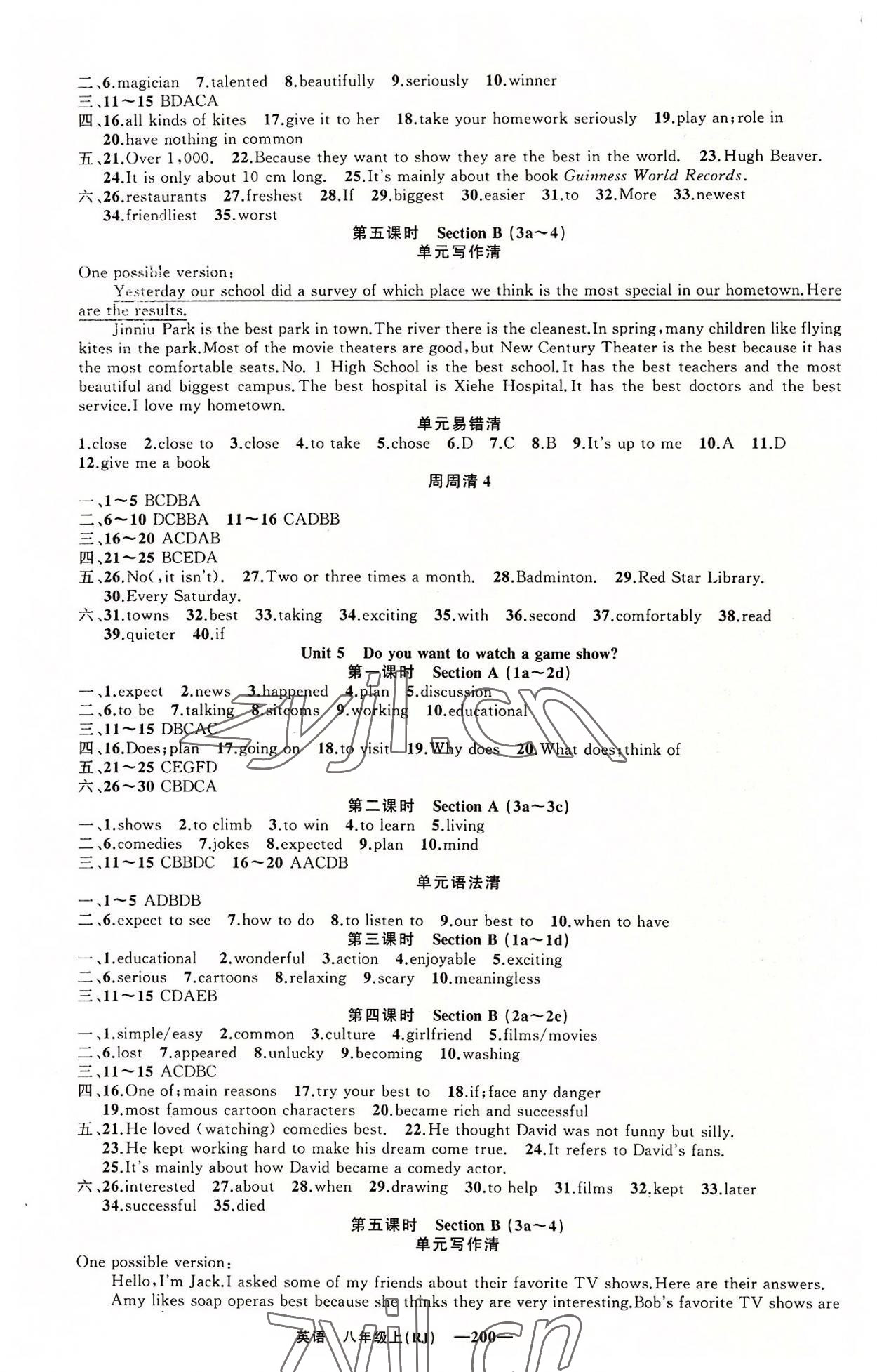 2022年四清導(dǎo)航八年級(jí)英語(yǔ)上冊(cè)人教版黃石專(zhuān)版 第4頁(yè)