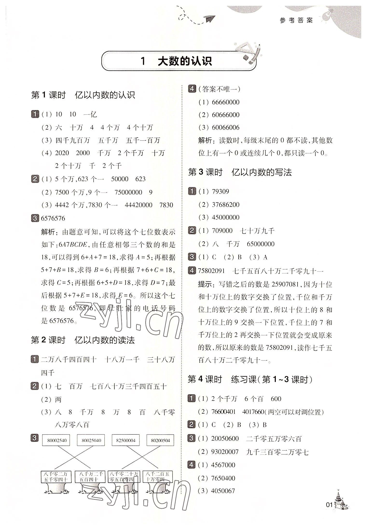 2022年北大綠卡四年級數(shù)學(xué)上冊人教版 第1頁