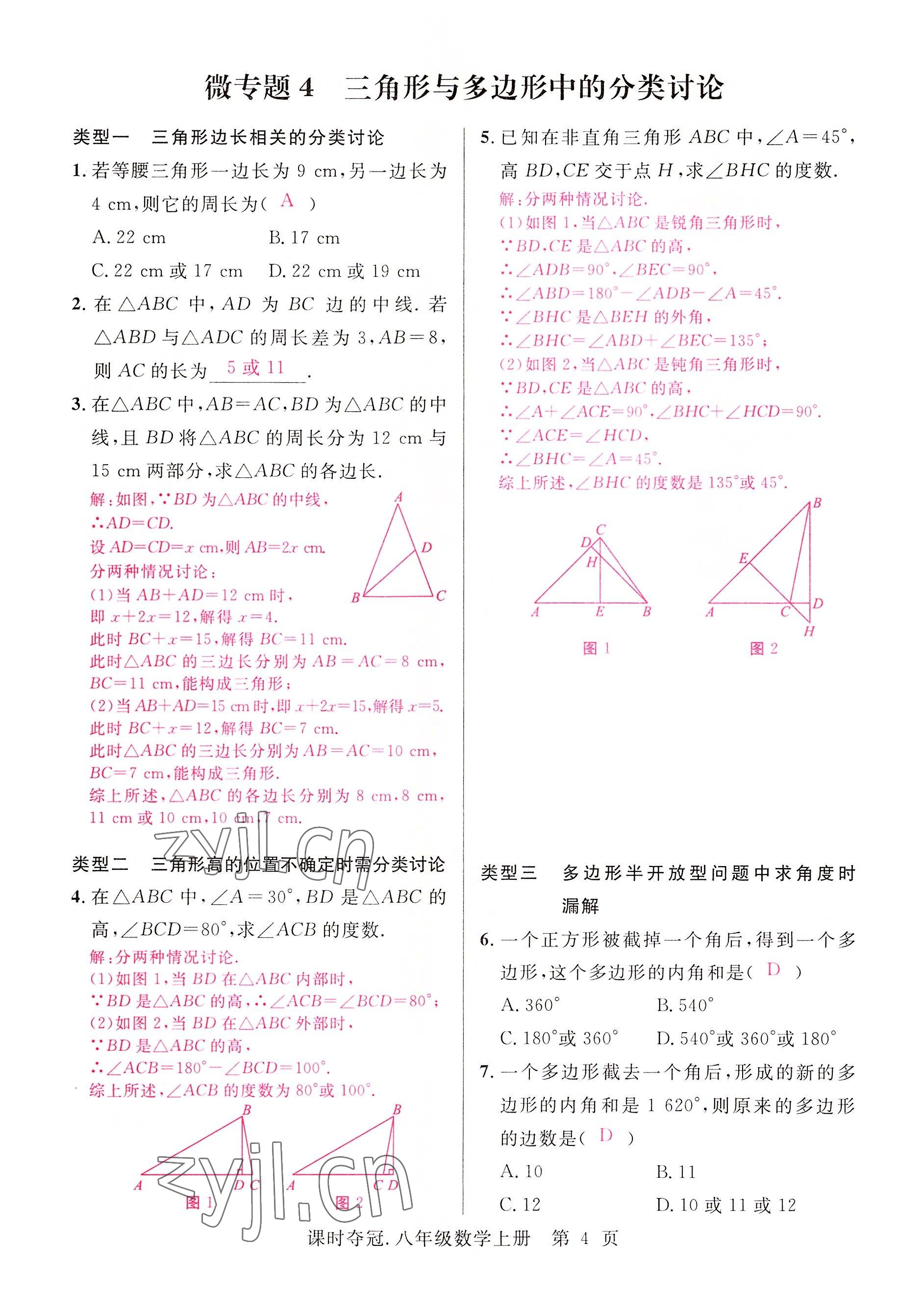 2022年课时夺冠八年级数学上册人教版 参考答案第10页