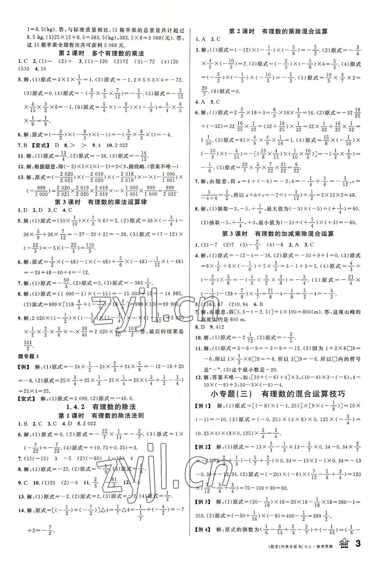 2022年名校课堂七年级数学上册人教版2河南专版 第3页