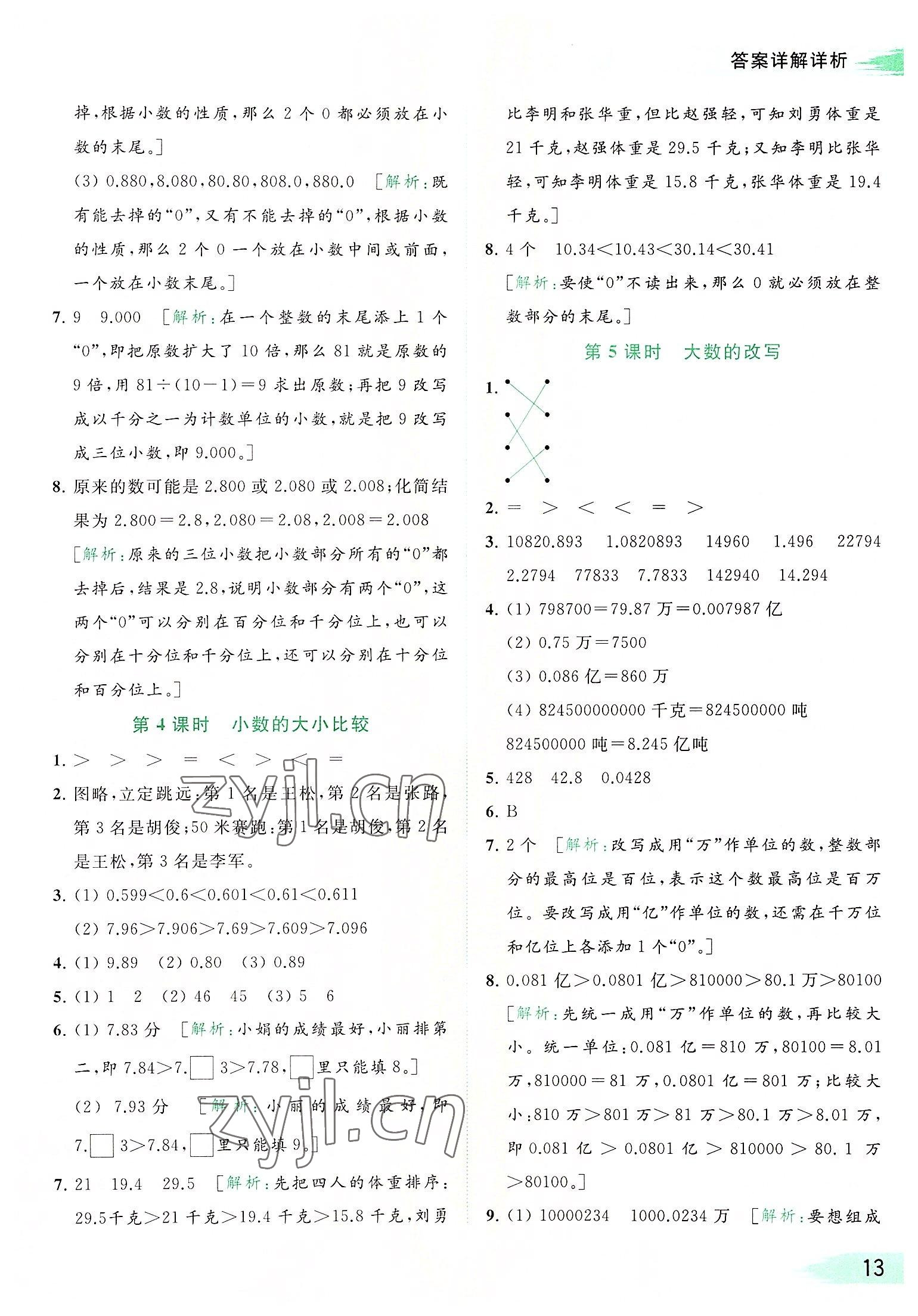 2022年亮點給力提優(yōu)班多維互動空間五年級數(shù)學(xué)上冊蘇教版 參考答案第13頁