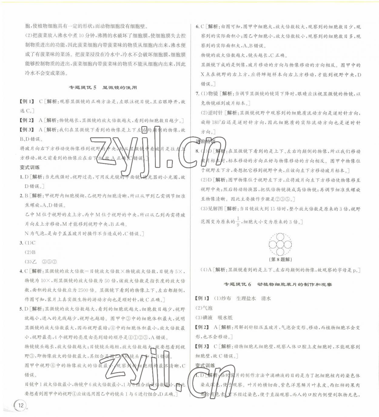 2022年優(yōu)加攻略七年級科學(xué)上冊浙教版 參考答案第4頁