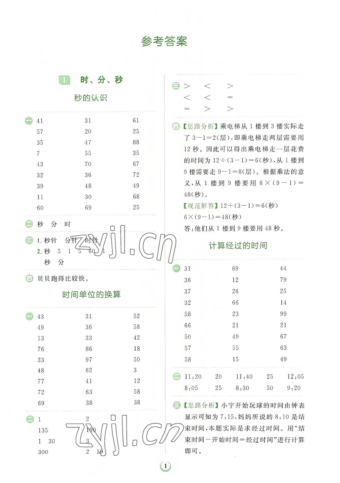 2022年金牛耳計算天天練三年級數學上冊人教版 第1頁