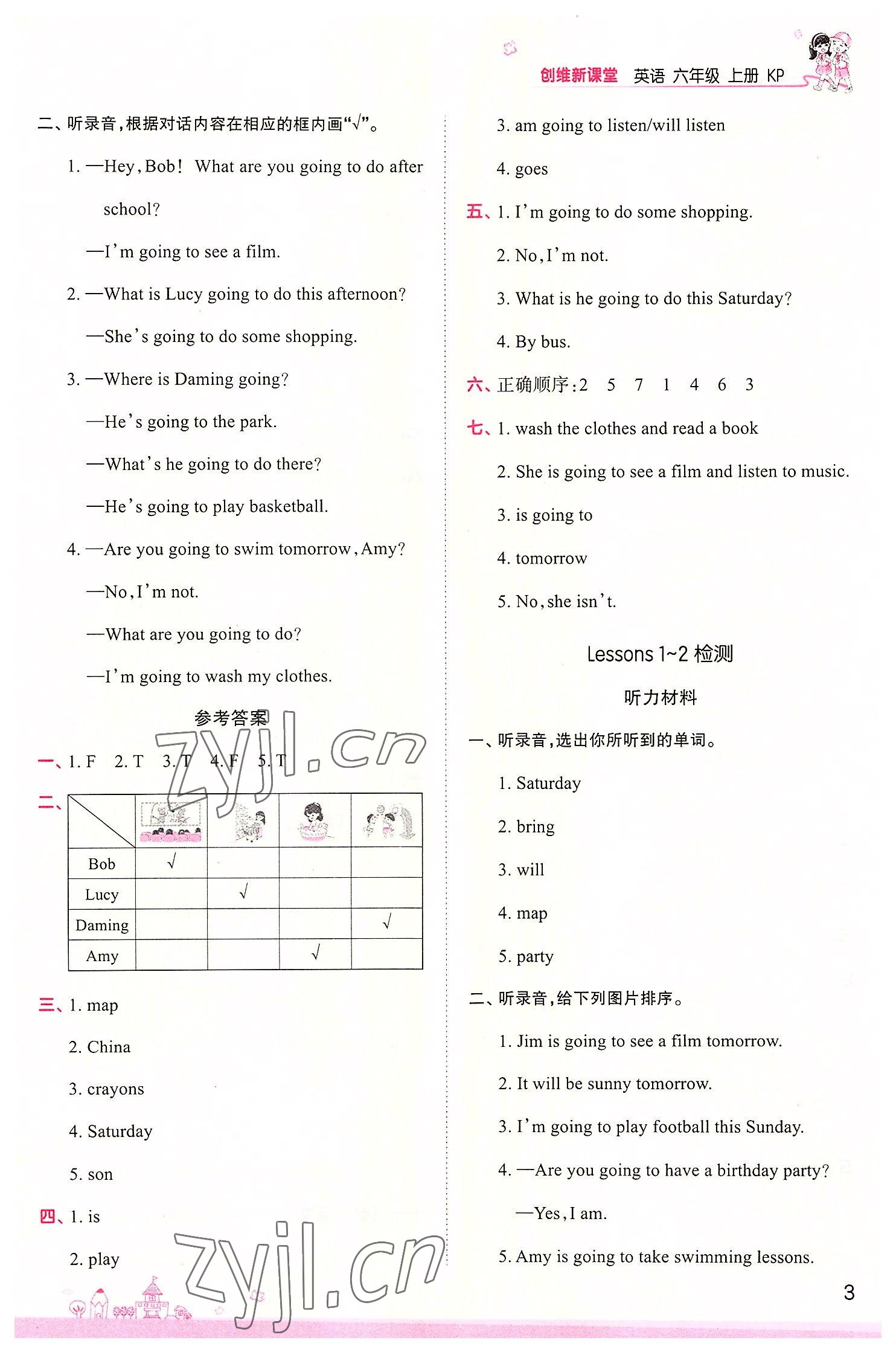 2022年創(chuàng)維新課堂六年級英語上冊科普版 第3頁