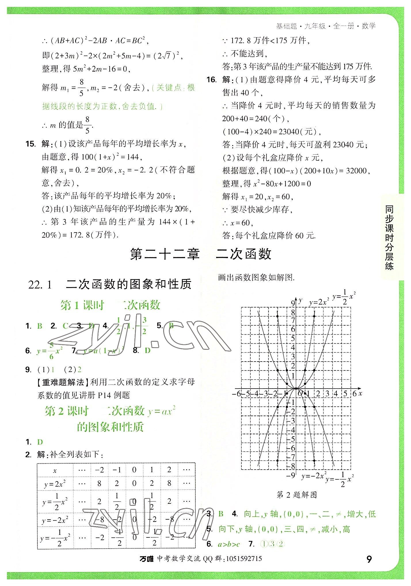 2022年萬(wàn)唯中考基礎(chǔ)題九年級(jí)數(shù)學(xué)全一冊(cè) 第9頁(yè)