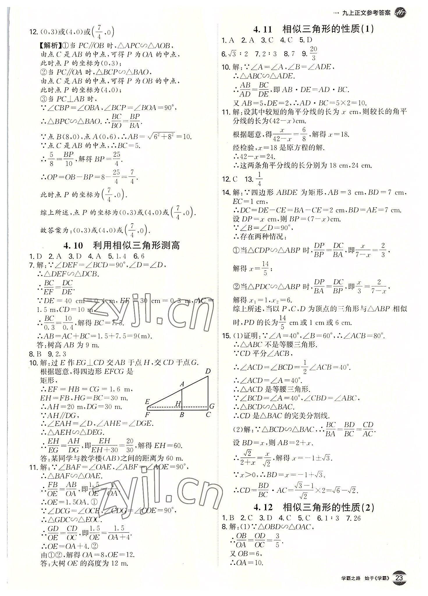 2022年学霸智慧课堂九年级数学全一册北师大版 第23页