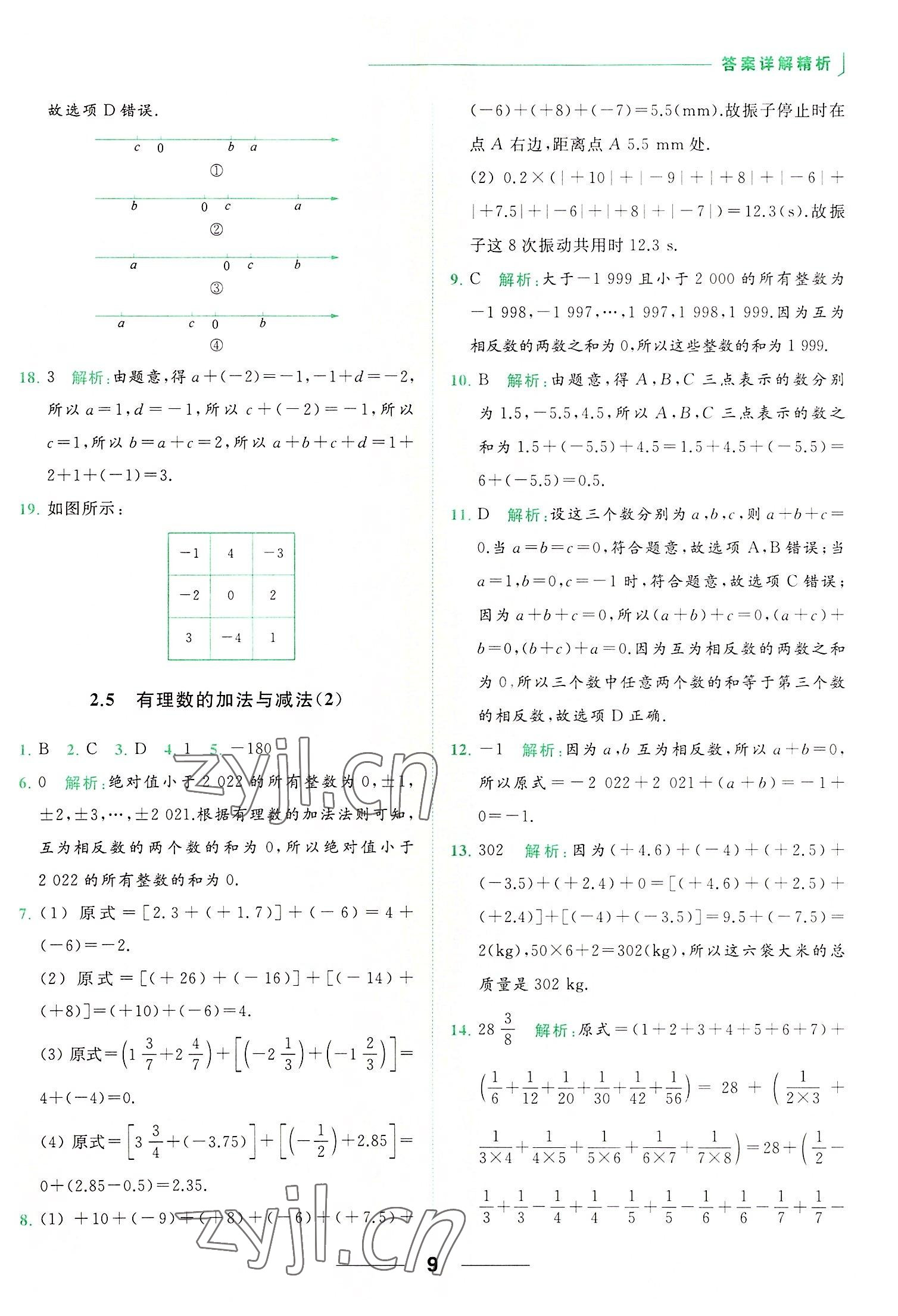 2022年亮點(diǎn)給力提優(yōu)課時作業(yè)本七年級數(shù)學(xué)上冊蘇科版 第9頁