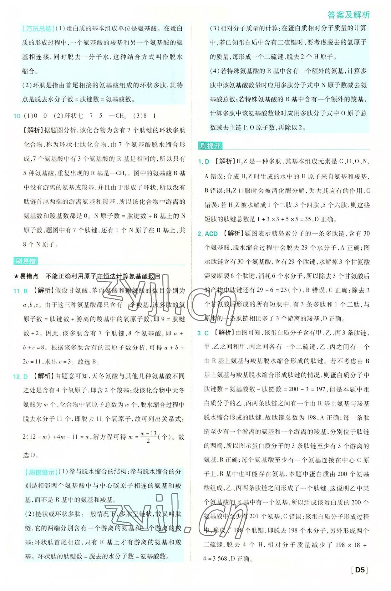 2022年高中必刷题高中生物必修1分子与细胞苏教版 第5页