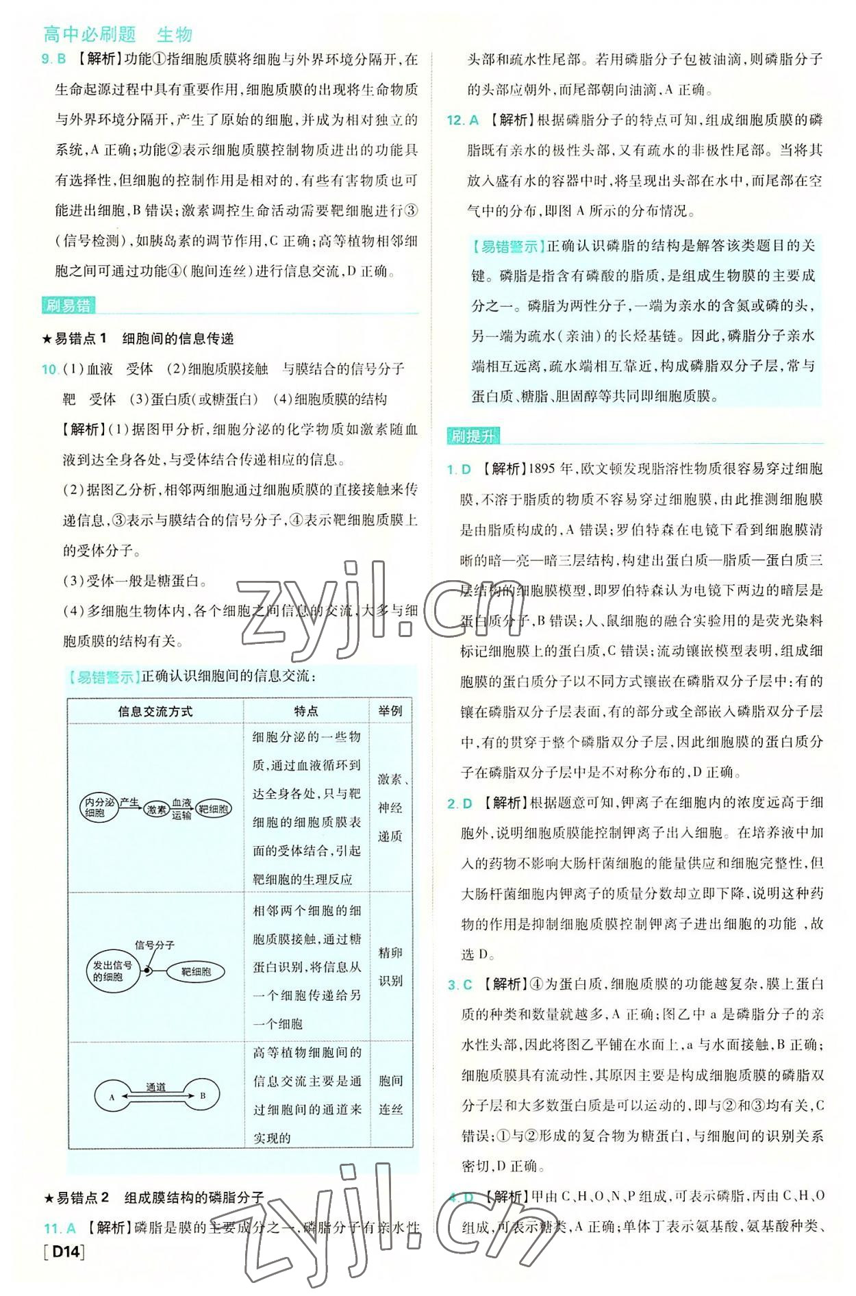 2022年高中必刷題高中生物必修1分子與細(xì)胞蘇教版 第14頁(yè)