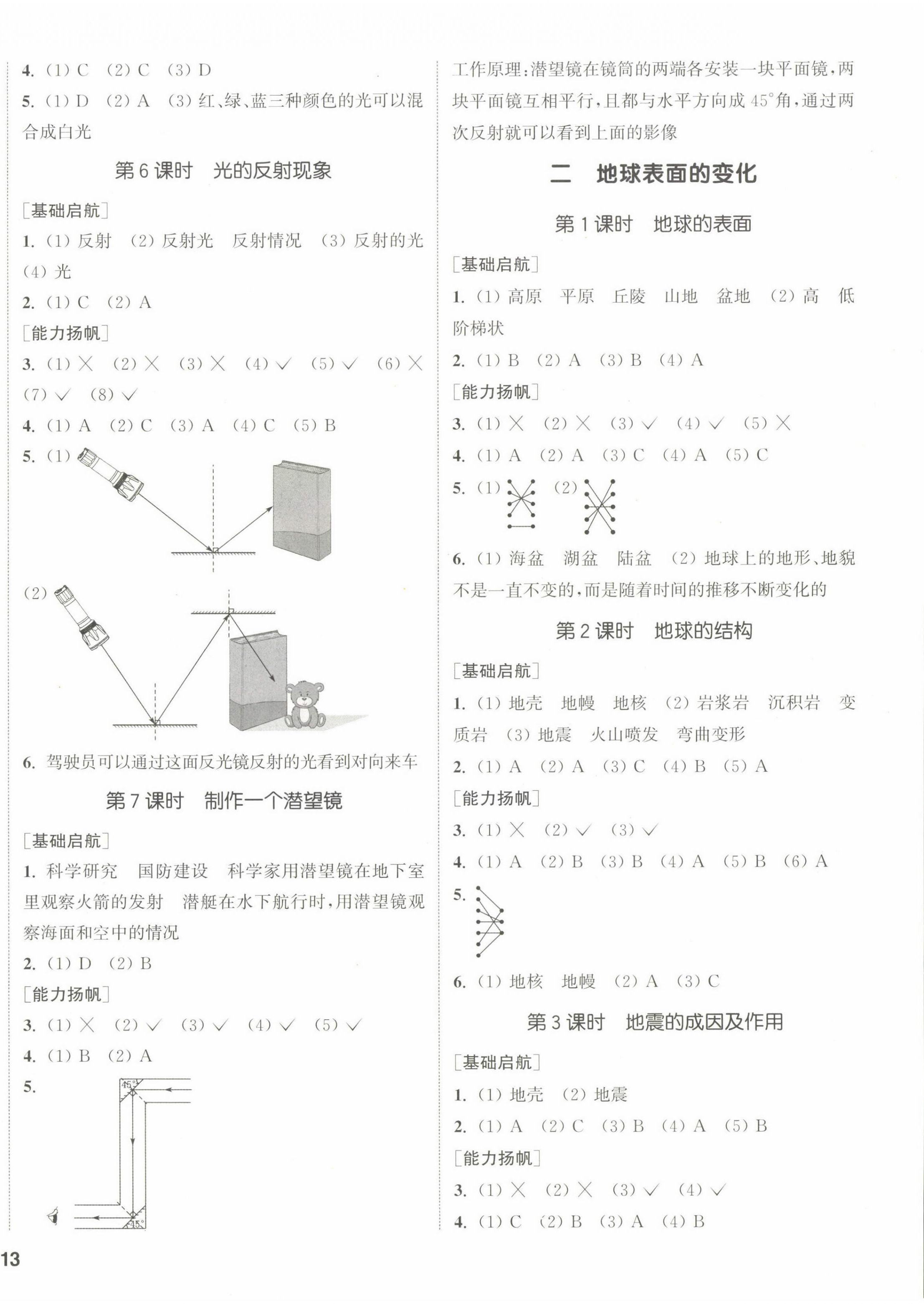 2022年通城学典课时作业本五年级科学上册教科版 参考答案第2页