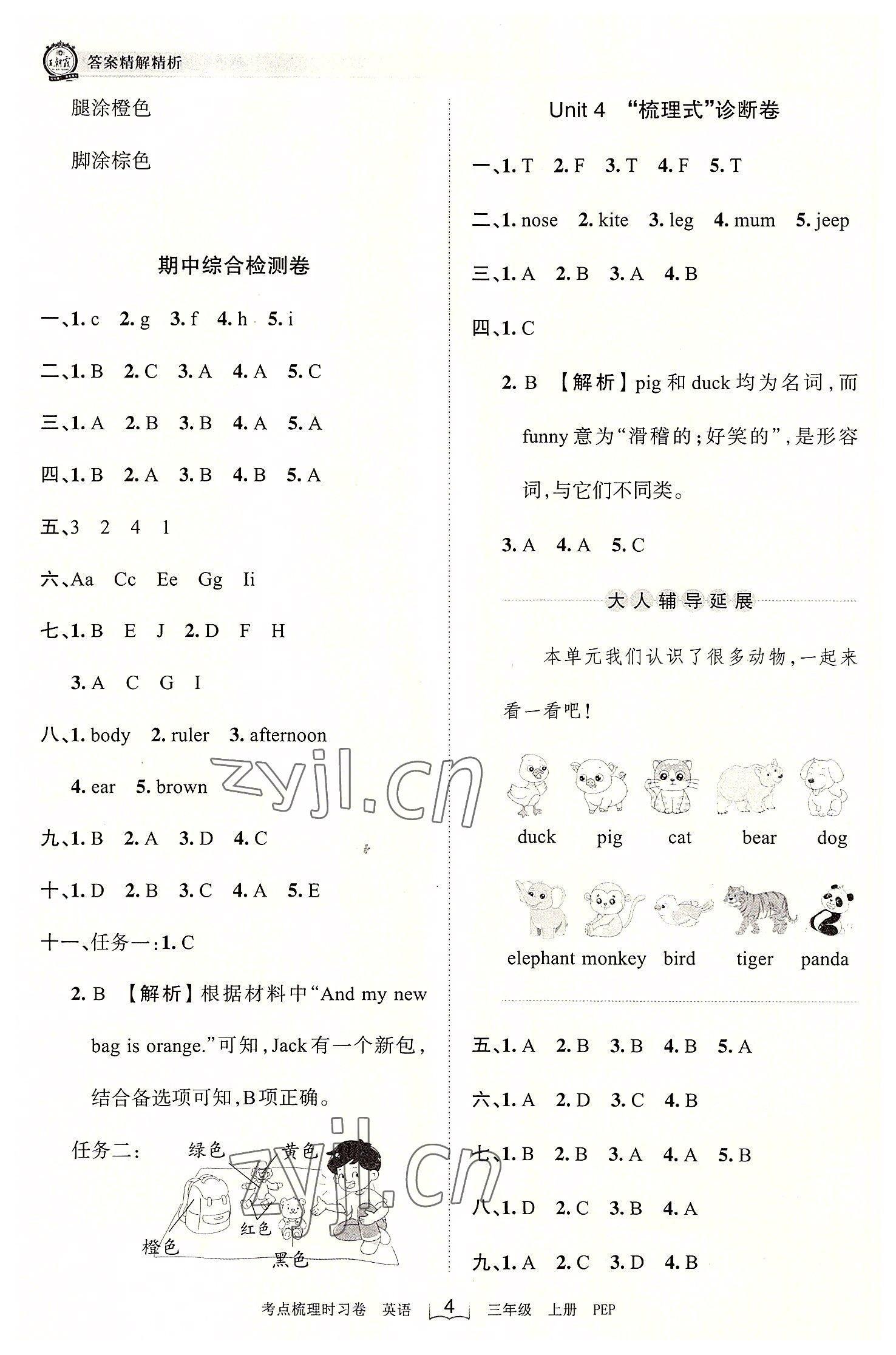 2022年王朝霞考點梳理時習卷三年級英語上冊人教版 第4頁