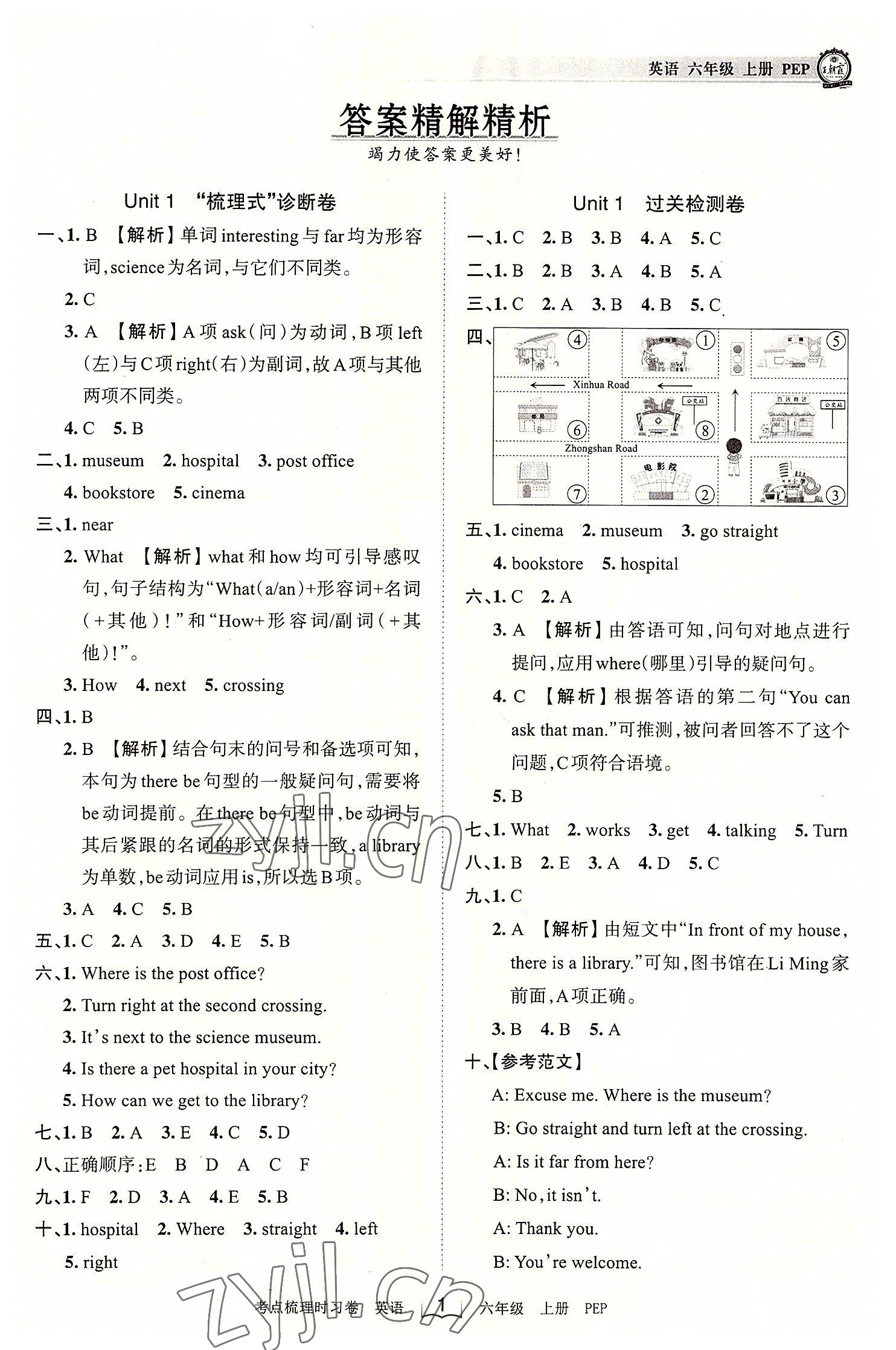 2022年王朝霞考点梳理时习卷六年级英语上册人教版 第1页