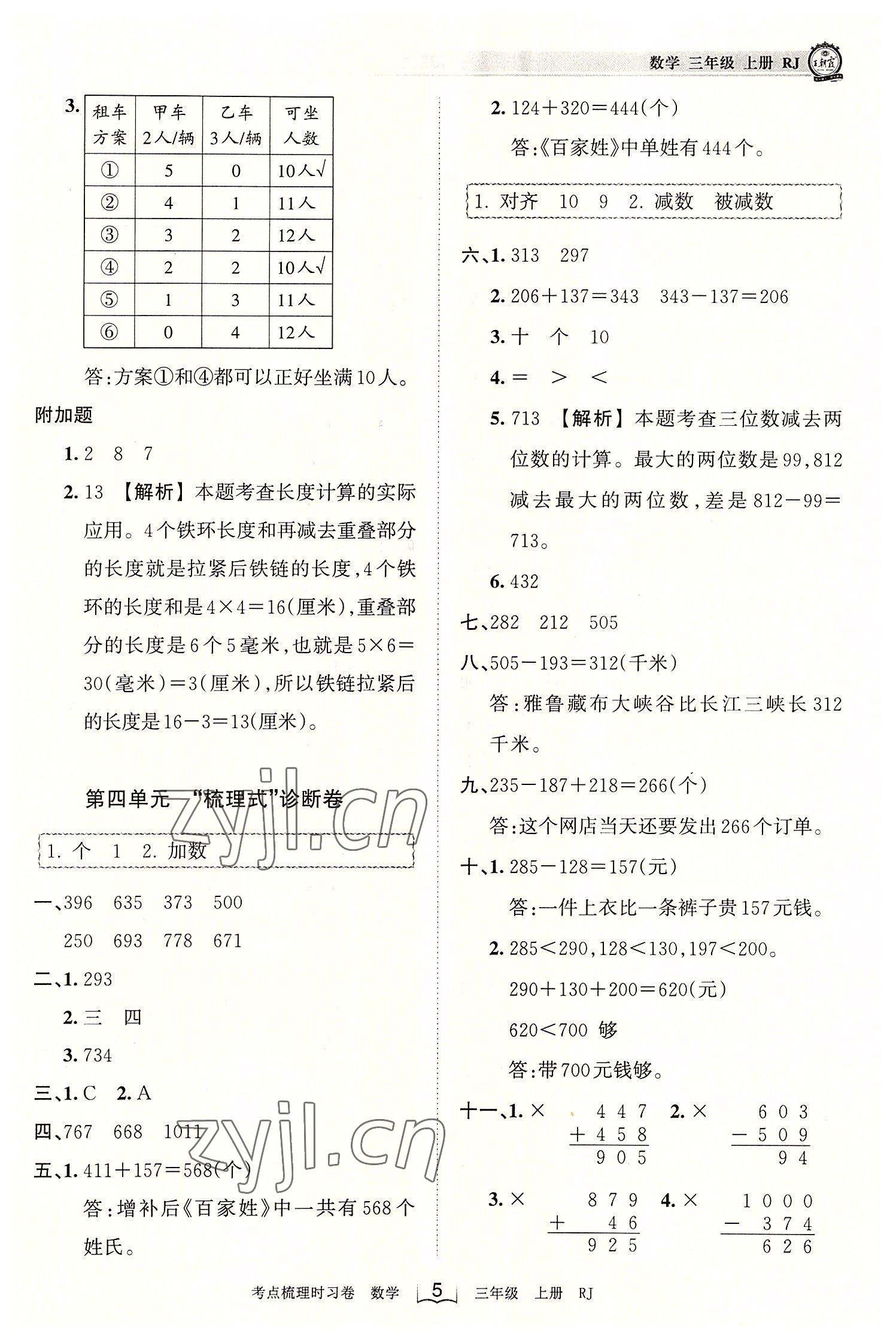 2022年王朝霞考点梳理时习卷三年级数学上册人教版 第5页