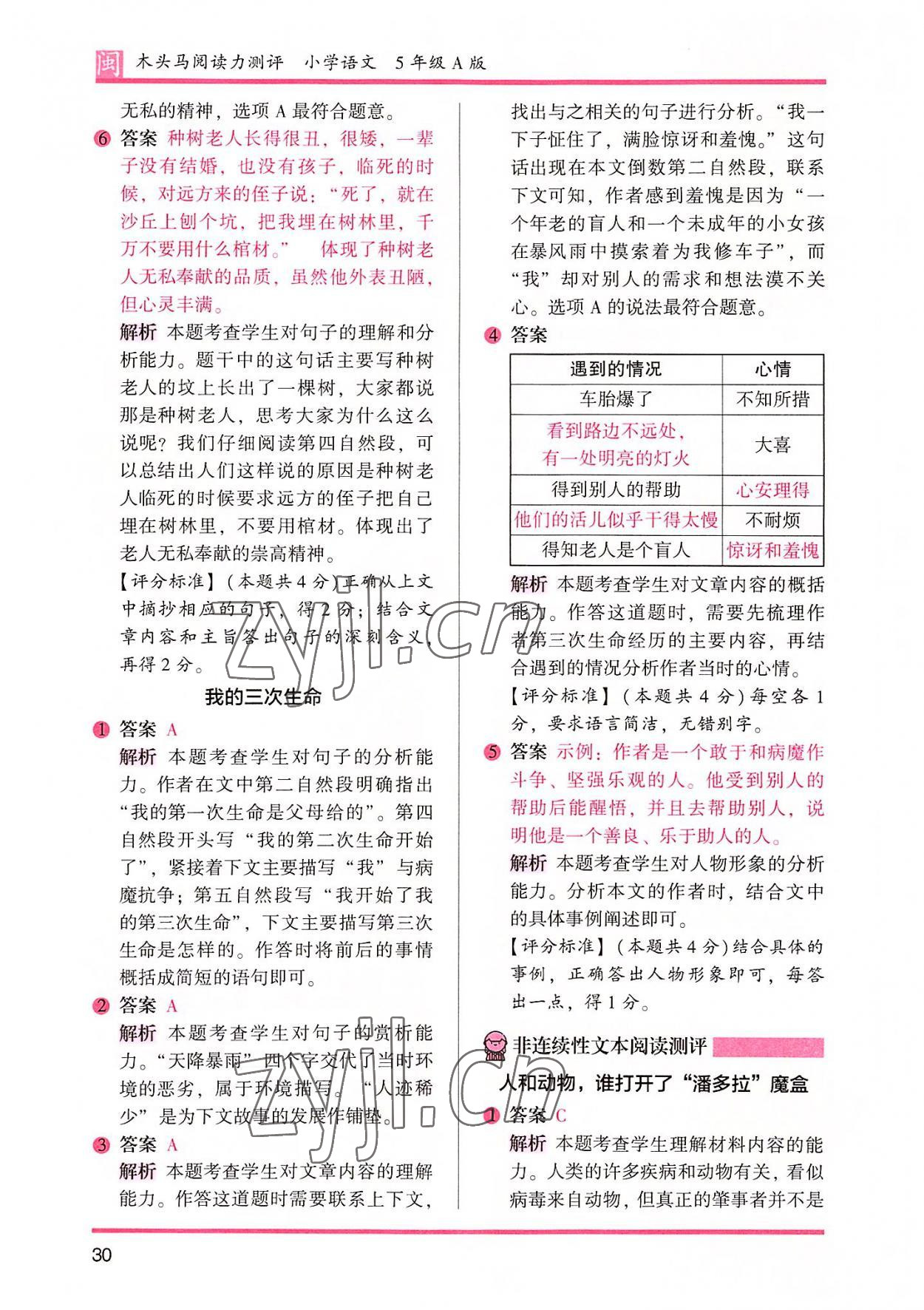 2022年木頭馬閱讀力測(cè)評(píng)五年級(jí)語(yǔ)文部編版A版福建專版 參考答案第13頁(yè)
