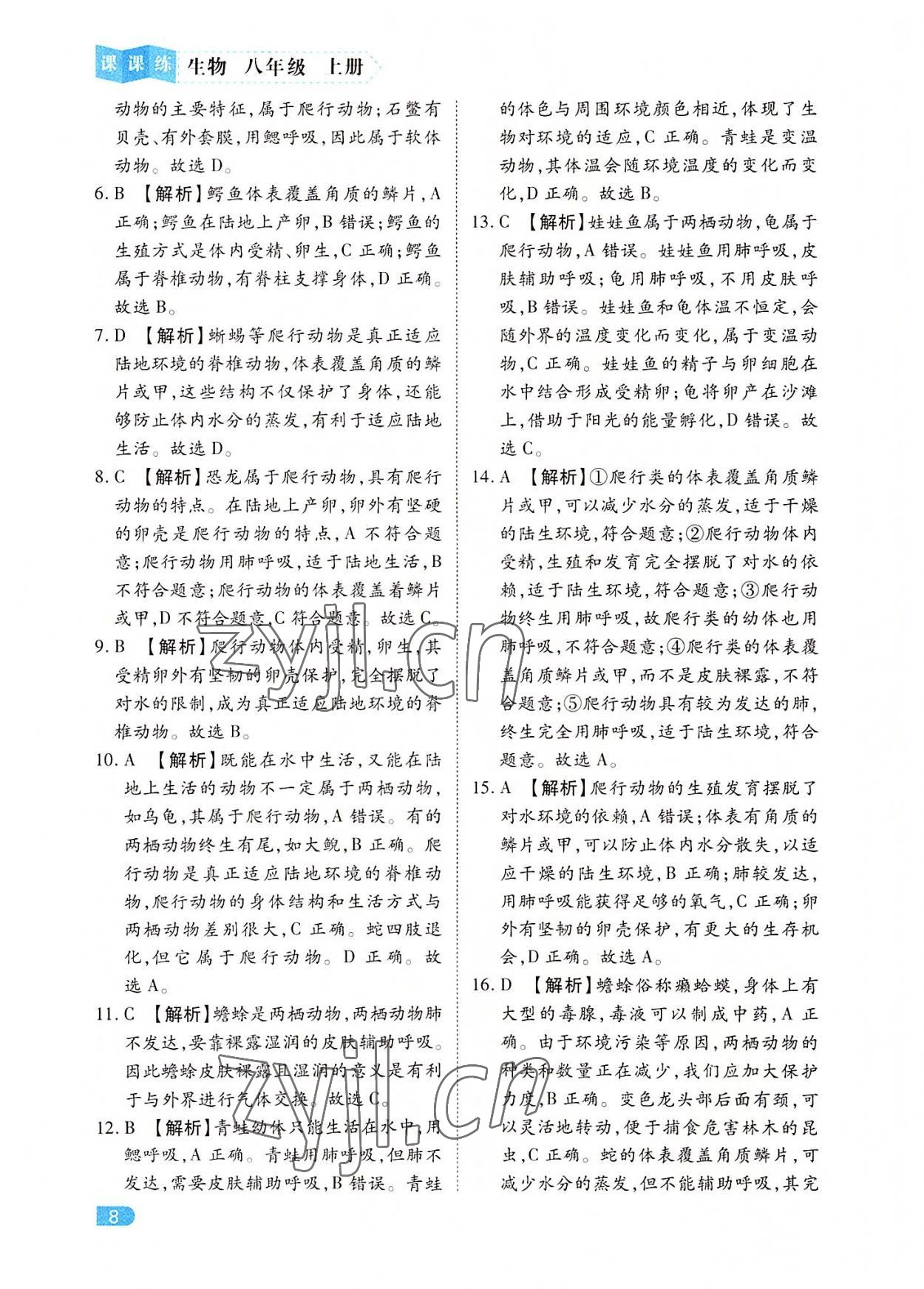 2022年課課練同步訓練八年級生物上冊人教版 第8頁