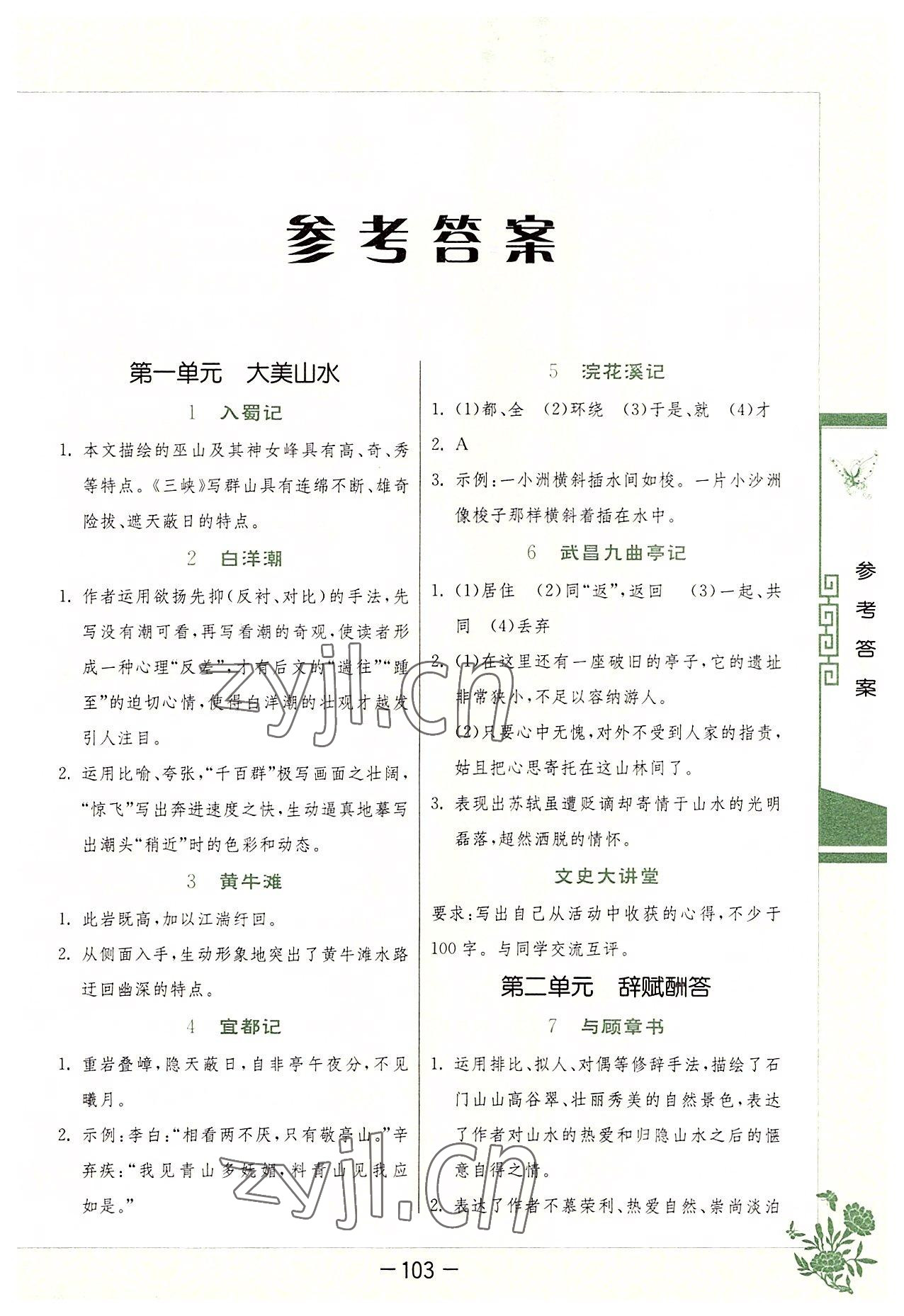 2022年初中古詩文課外讀本八年級文上冊 第1頁