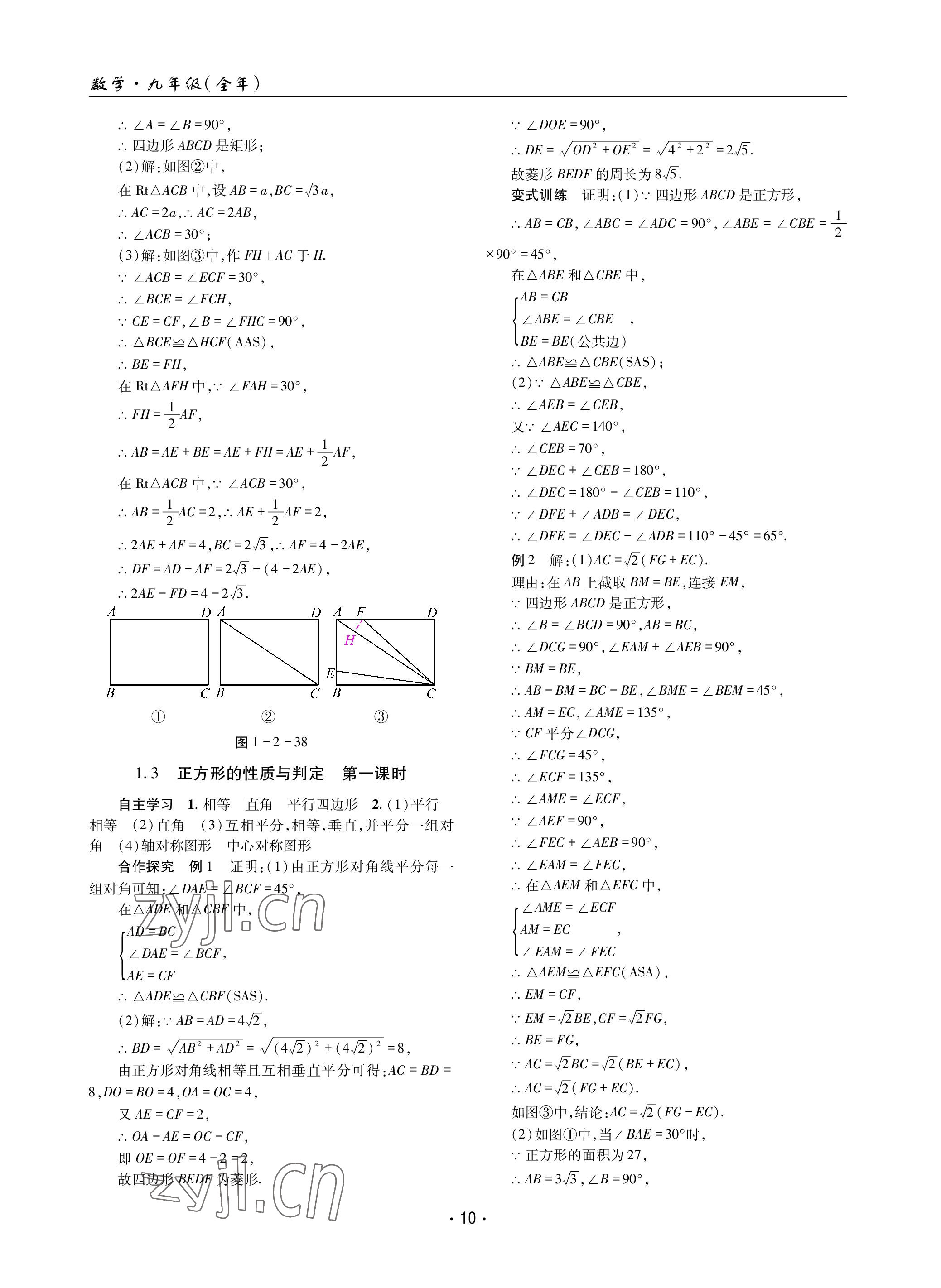 2022年理科爱好者九年级数学全一册北师大版第10~11期 参考答案第9页