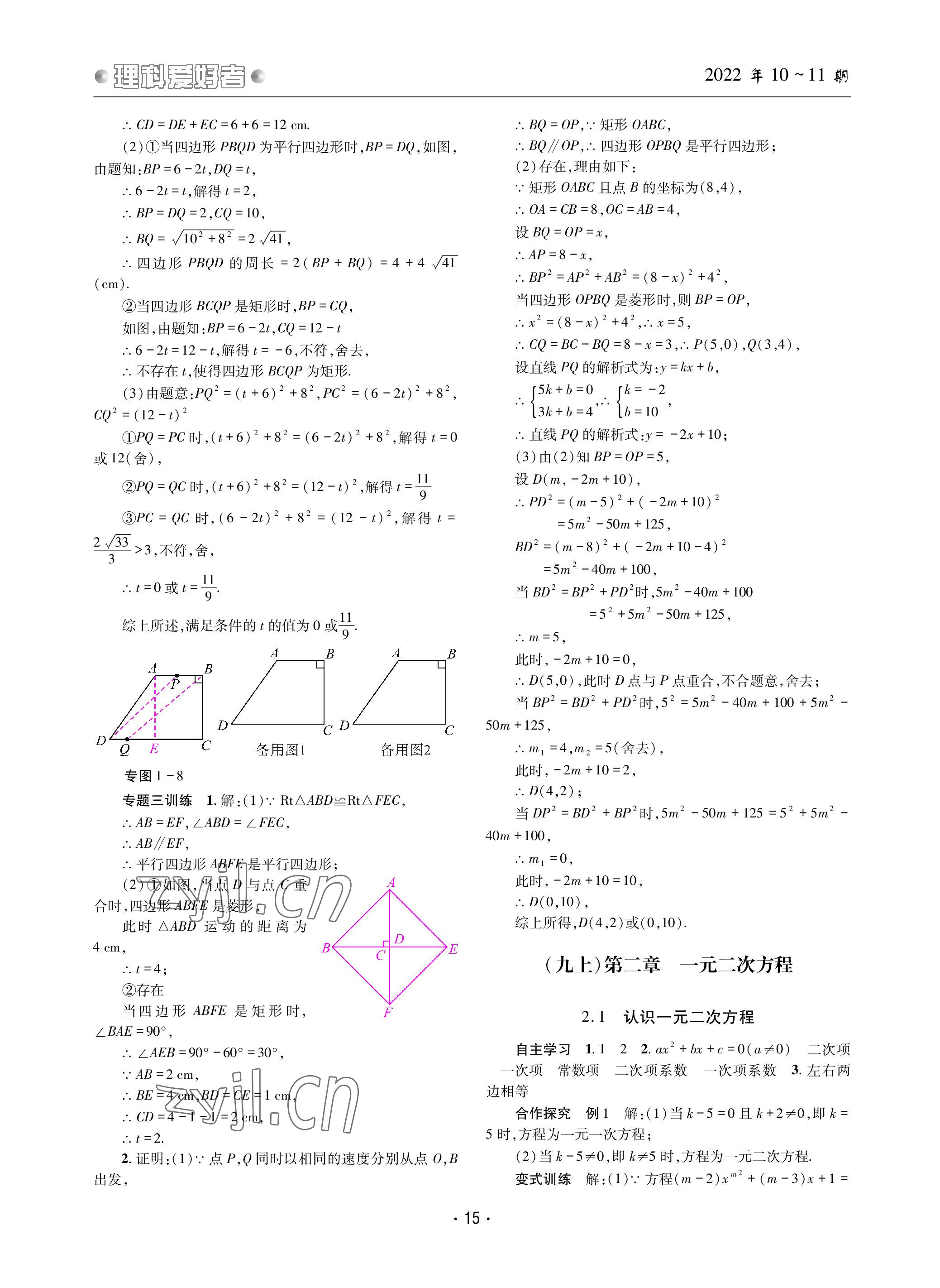 2022年理科爱好者九年级数学全一册北师大版第10~11期 参考答案第14页