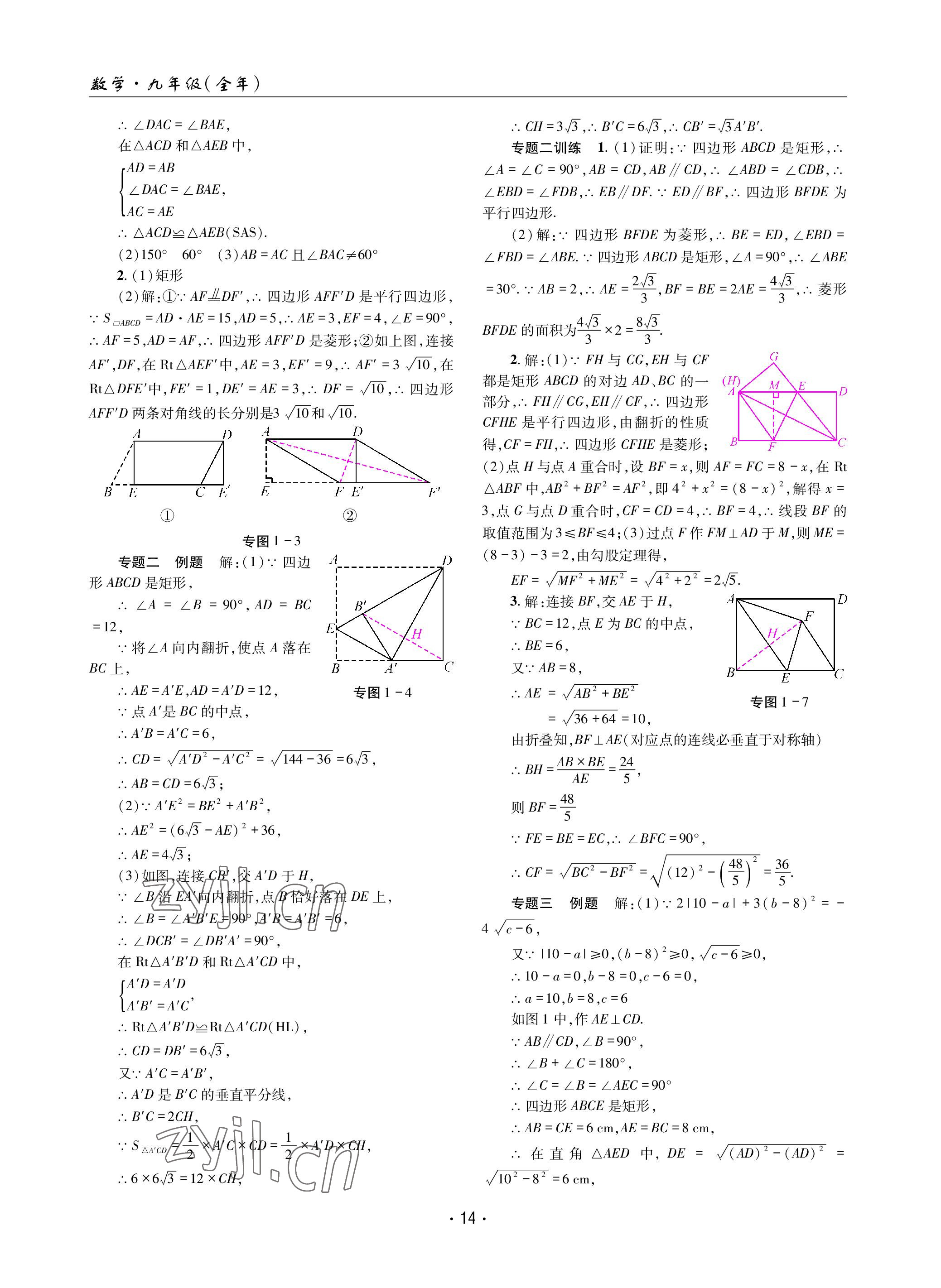 2022年理科愛好者九年級數(shù)學(xué)全一冊北師大版第10~11期 參考答案第13頁