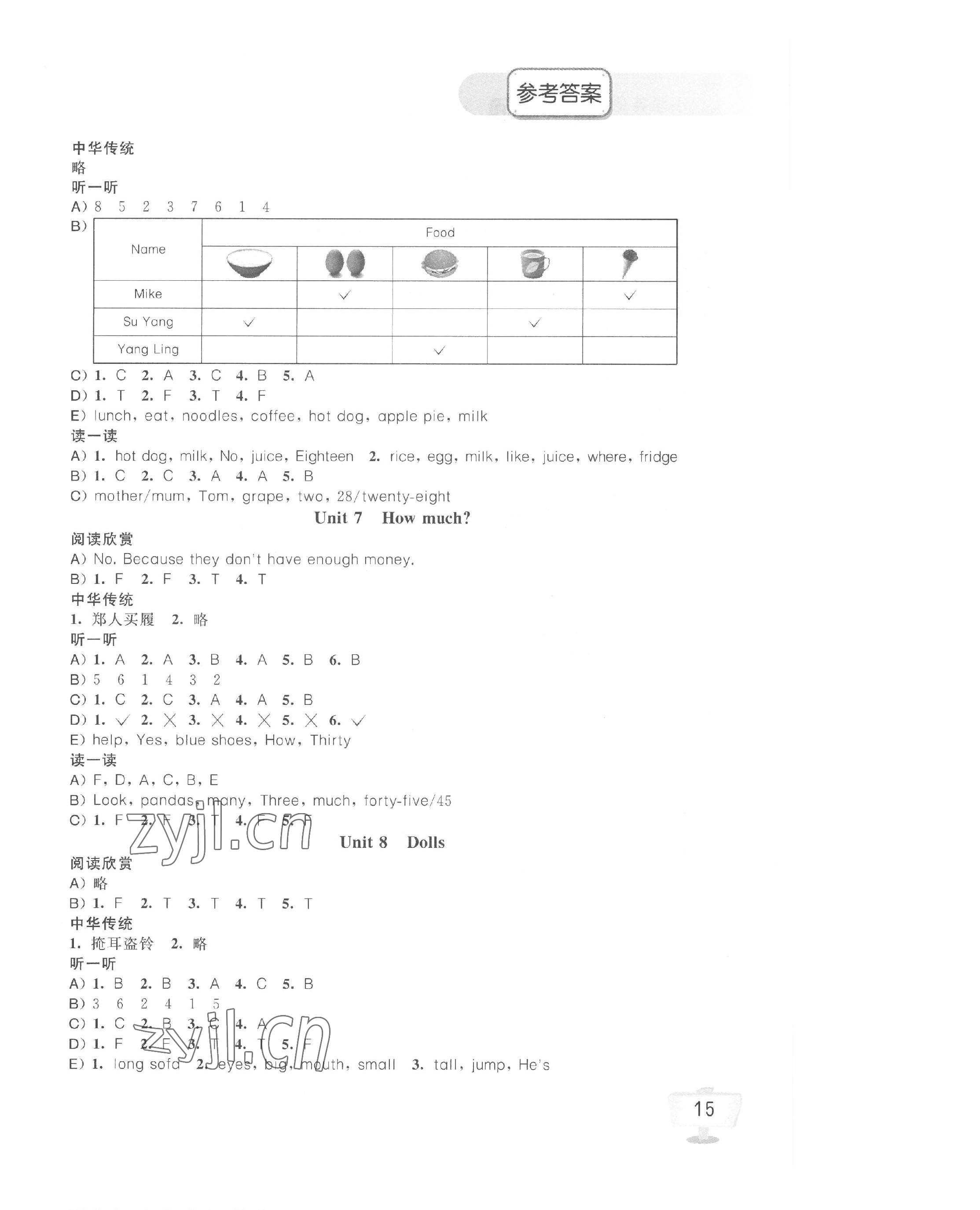 2022年英語聽讀空間四年級英語上冊譯林版 參考答案第4頁