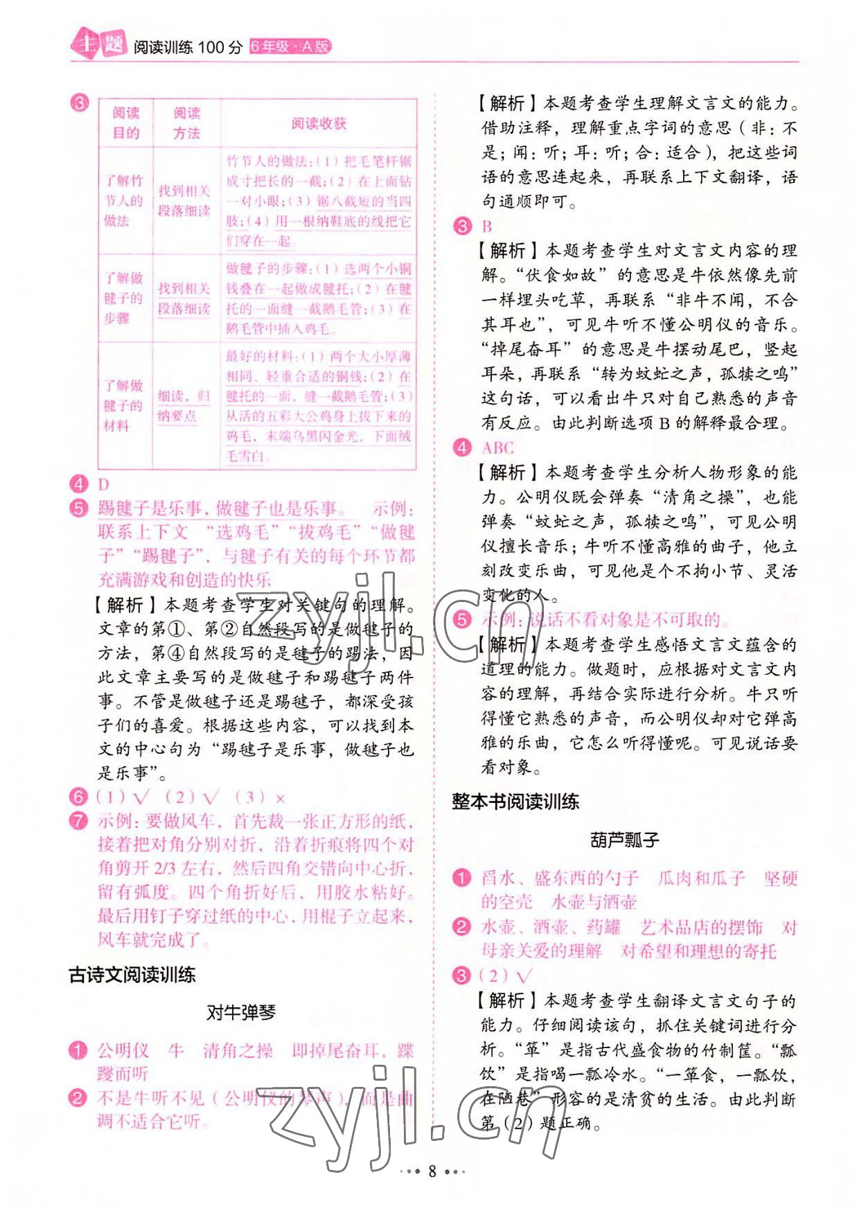 2022年主題閱讀訓(xùn)練100分六年級(jí)語文浙江專版 第8頁