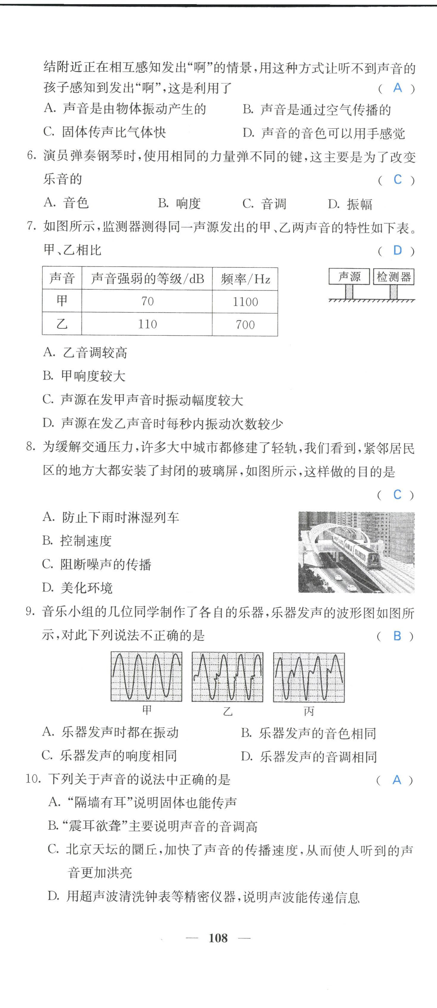 2022年課堂點睛八年級物理上冊人教版山西專版 參考答案第20頁