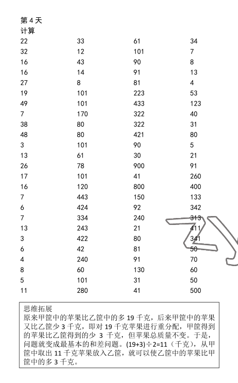 2022年口算题10000道三年级数学下册人教版&nbsp;参考答案第4页