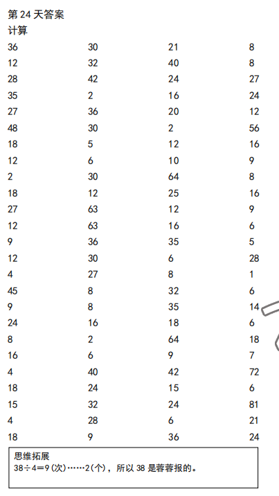 2022年口算题10000道二年级数学下册人教版&nbsp;参考答案第24页