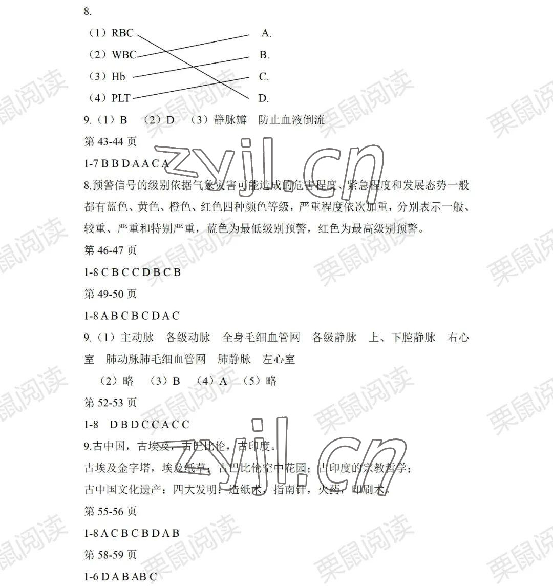 2022年暑假Happy假日六年級綜合七臺河專用 參考答案第3頁